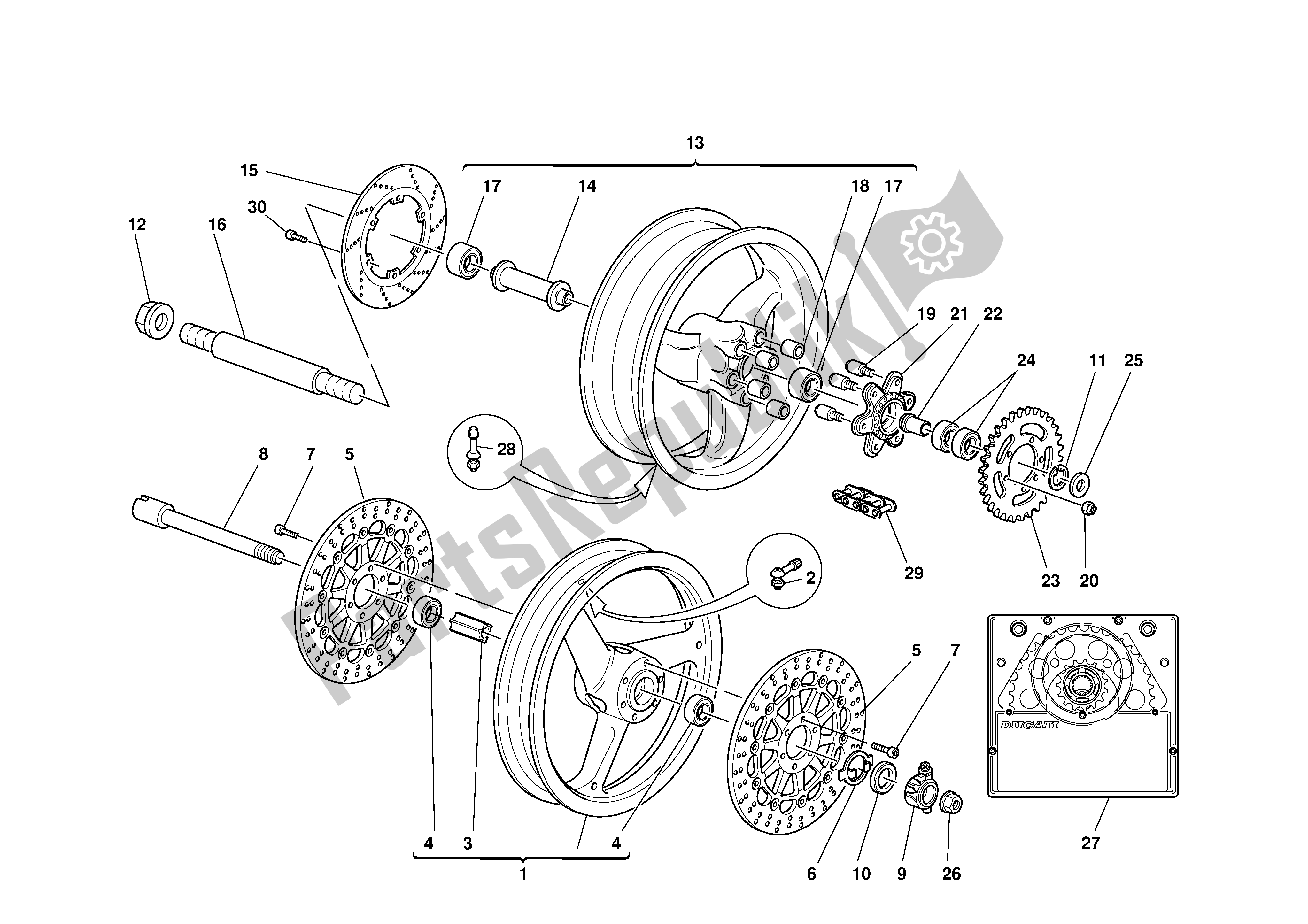 Todas las partes para Ruedas Delanteras Y Traseras de Ducati Monster 900 2000 - 2002