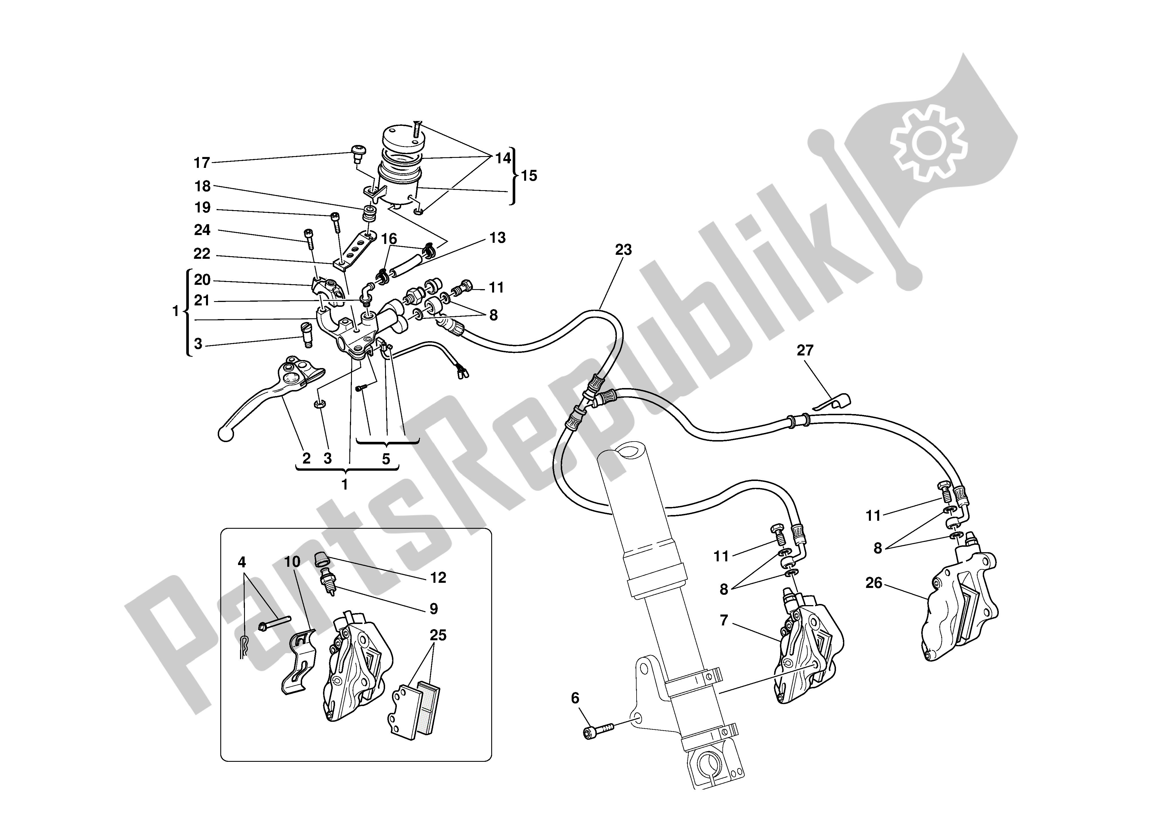 Tutte le parti per il Freno Anteriore del Ducati Monster 900 2000 - 2002