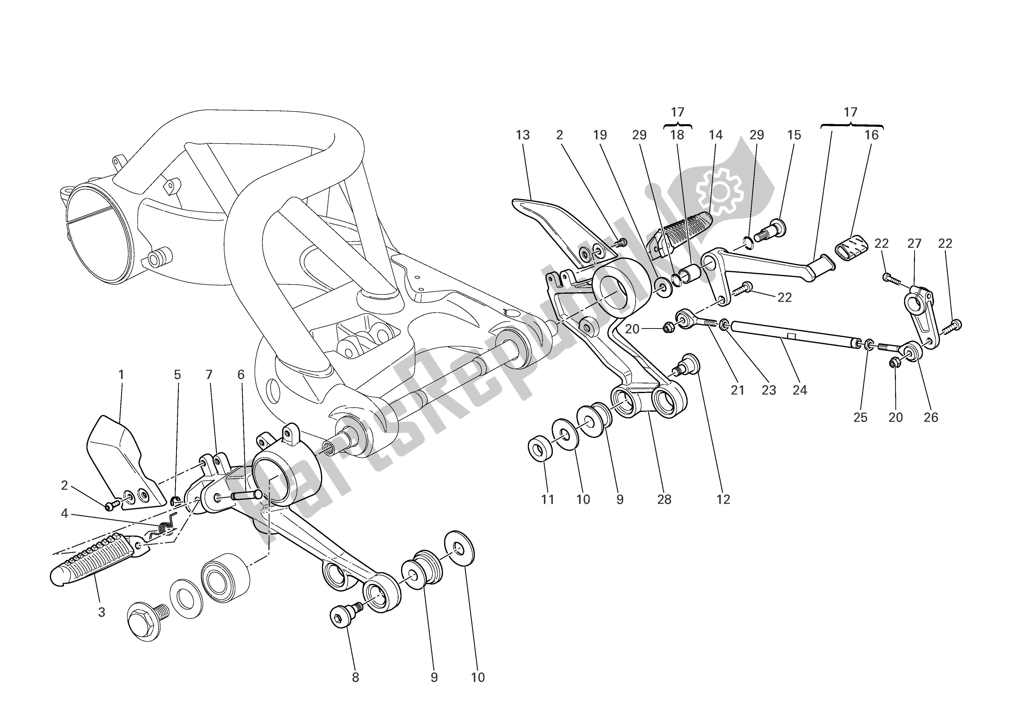 Tutte le parti per il Leva Cambio-poggiapiedi del Ducati Monster 800 2005