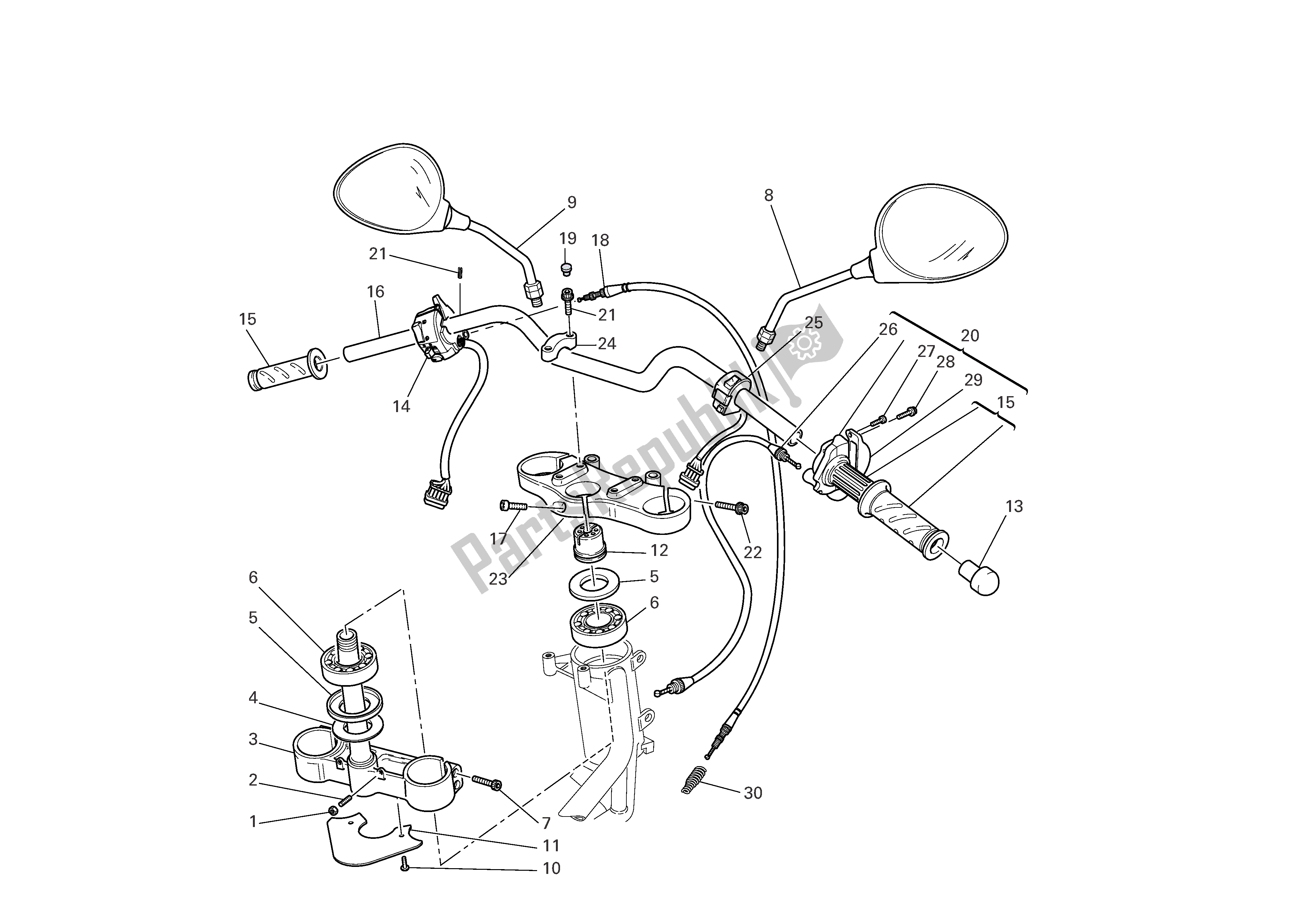 Alle onderdelen voor de Stuur En Bedieningselementen van de Ducati Monster 800 2005