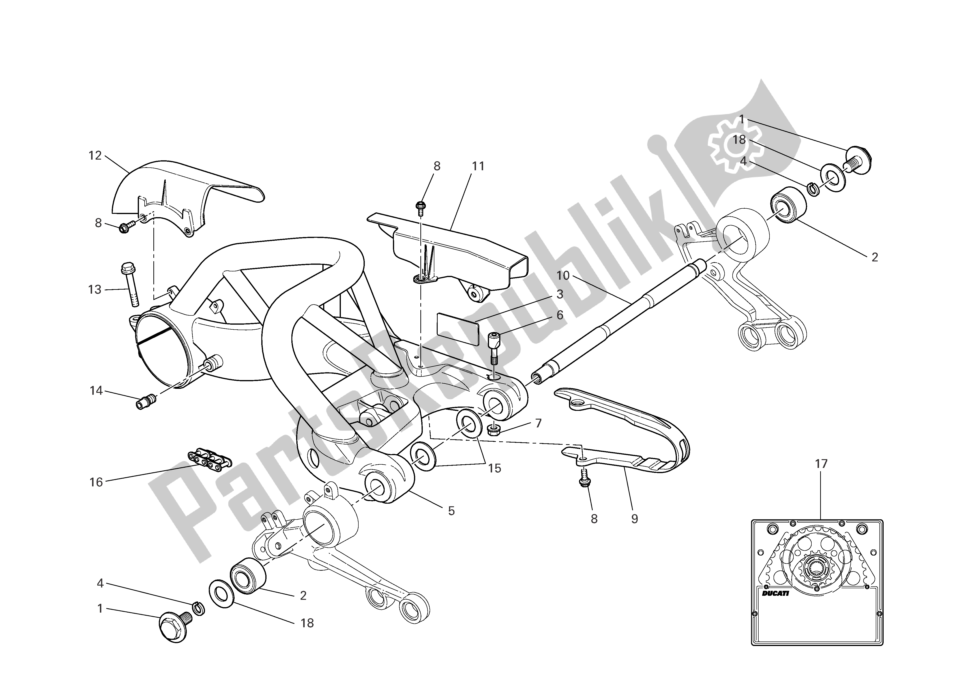 Tutte le parti per il Forcellone E Catena del Ducati Monster 800 2005