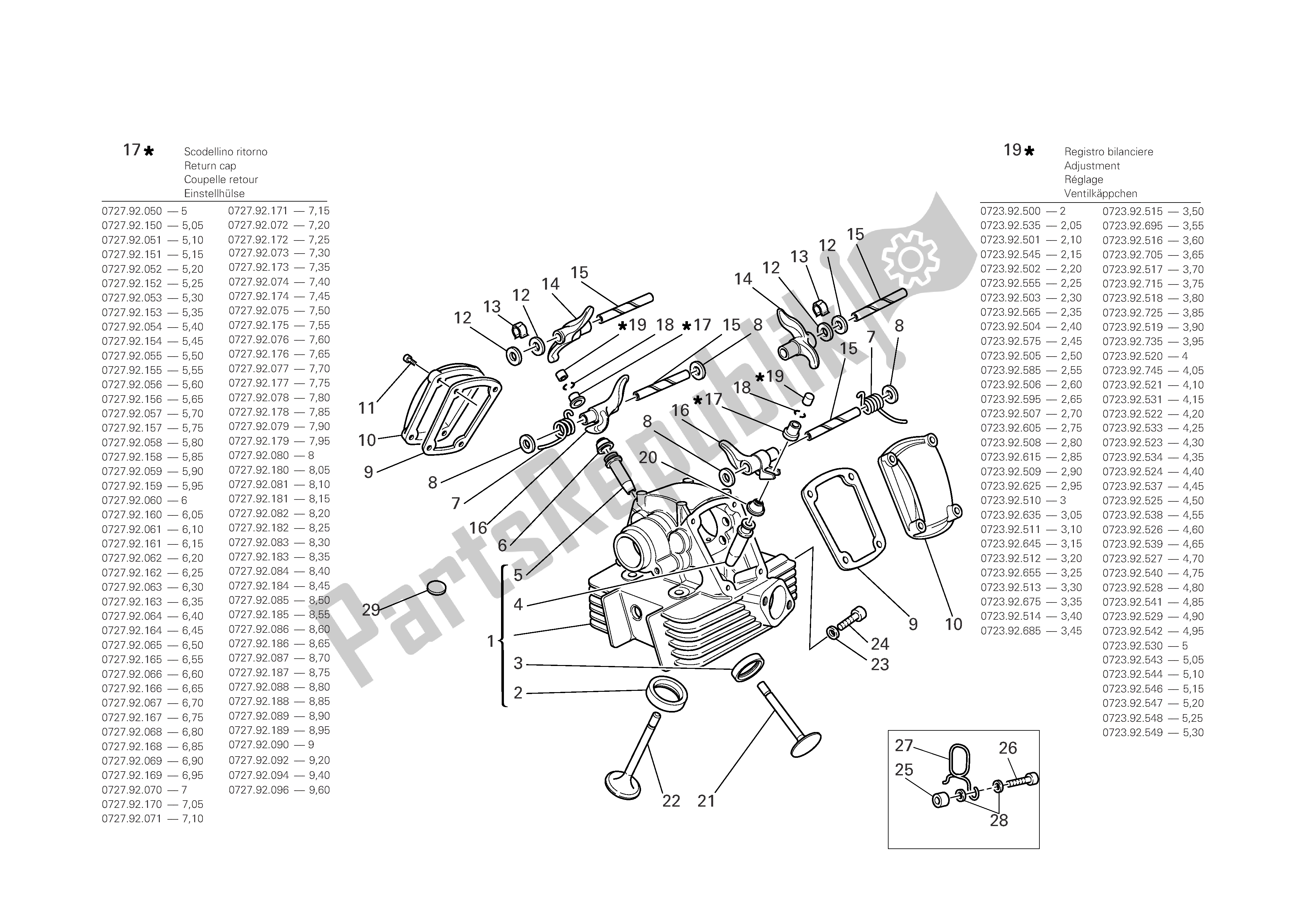 Todas las partes para Cabeza Vertical de Ducati Monster 800 2005