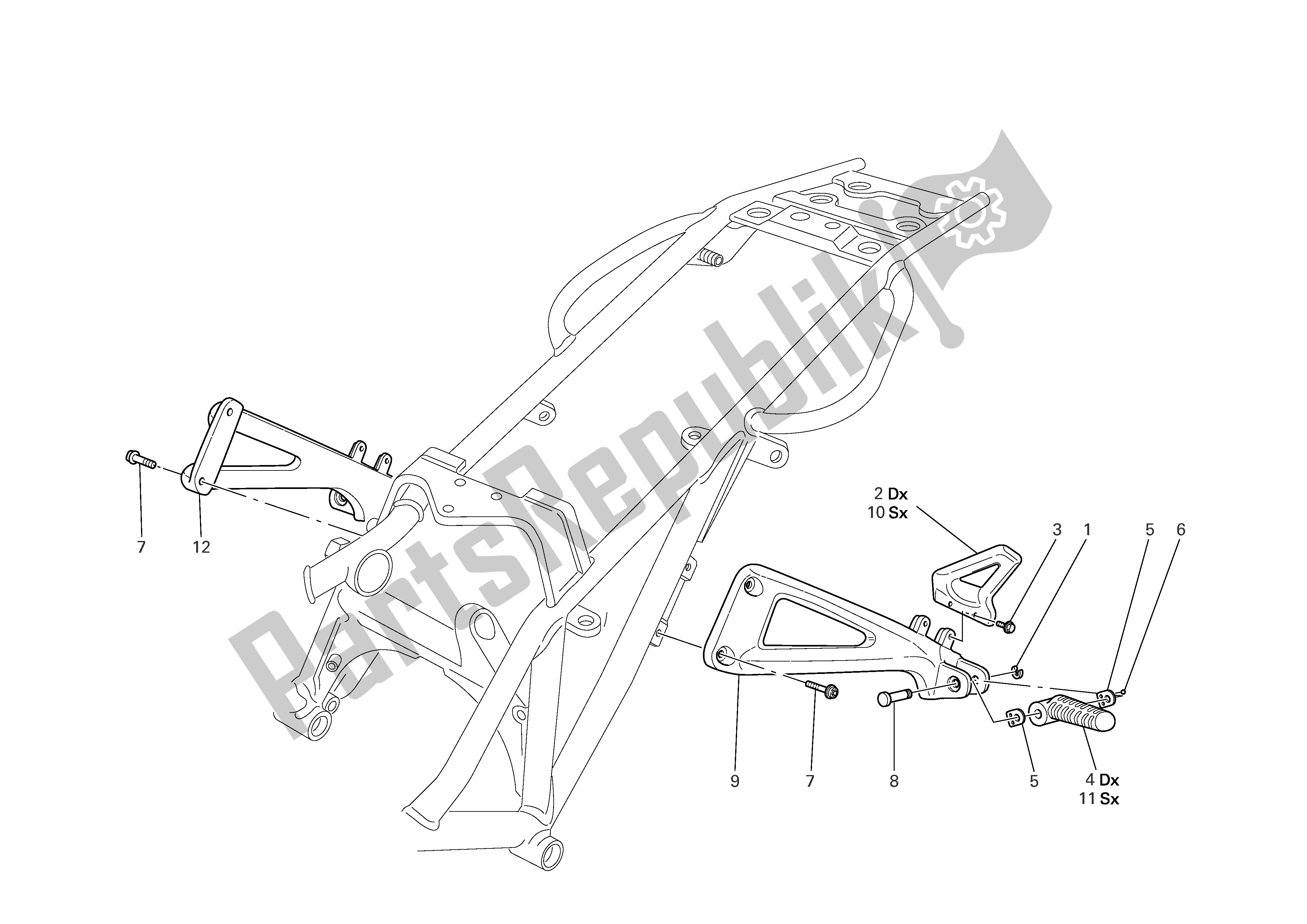 Todas las partes para Reposapiés Traseros de Ducati Monster S2R 1000 2006