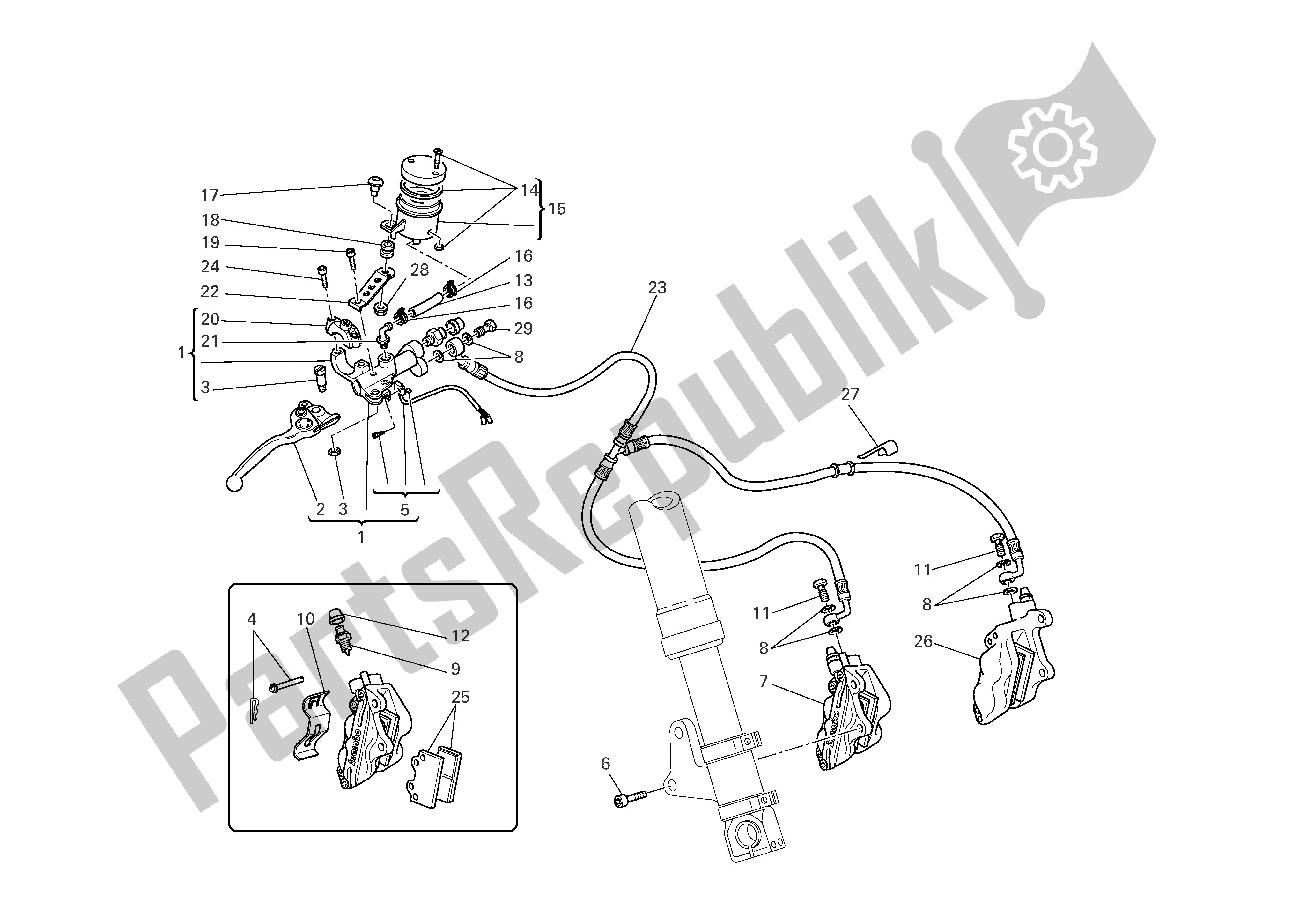 Tutte le parti per il Freno Anteriore del Ducati Monster S2R 1000 2006