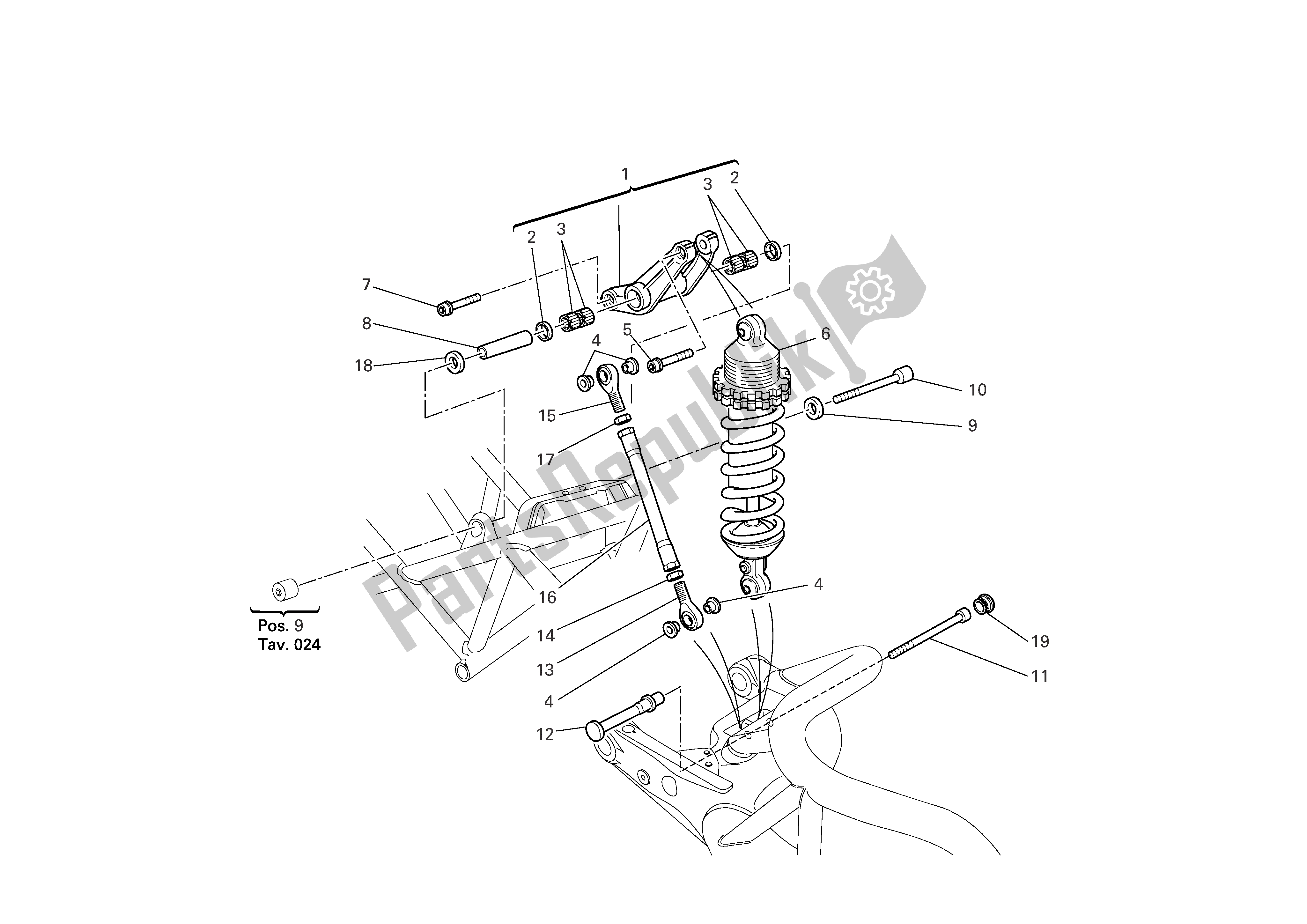 Tutte le parti per il Sospensione Posteriore del Ducati Monster S2R 1000 2006