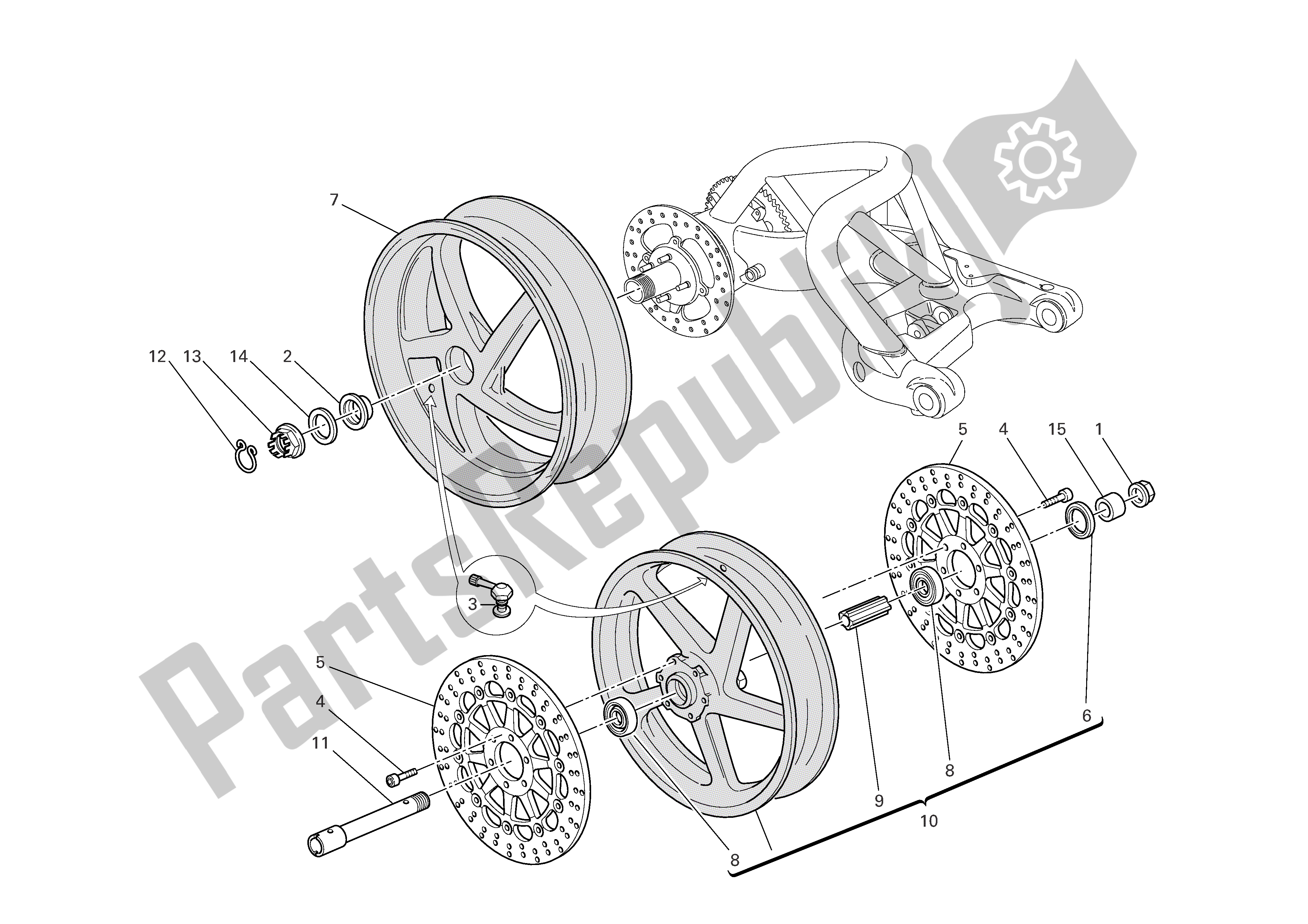 Tutte le parti per il Ruote Anteriori E Posteriori del Ducati Monster S2R 1000 2006