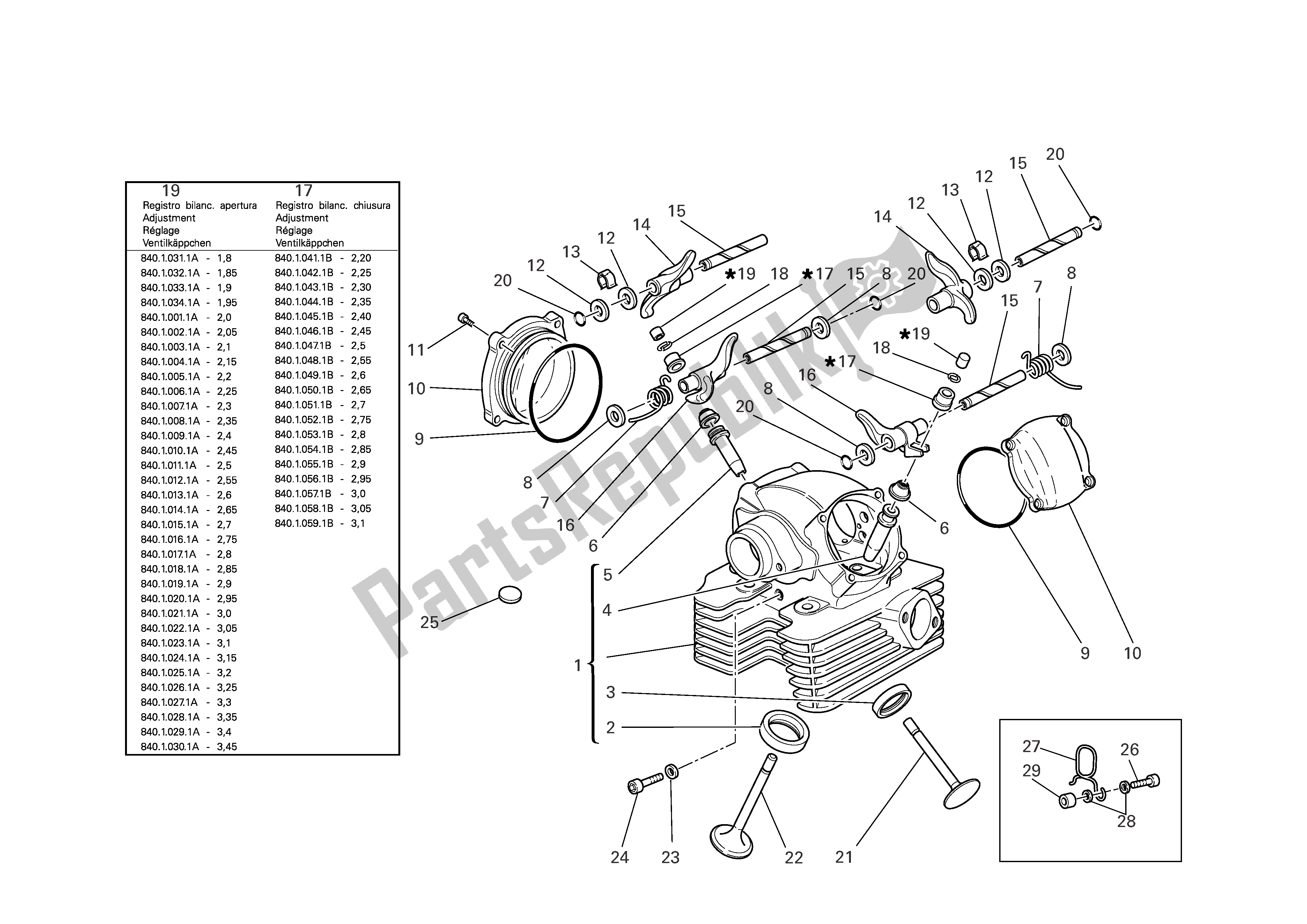 Alle onderdelen voor de Verticale Cilinderkop van de Ducati Monster S2R 1000 2006