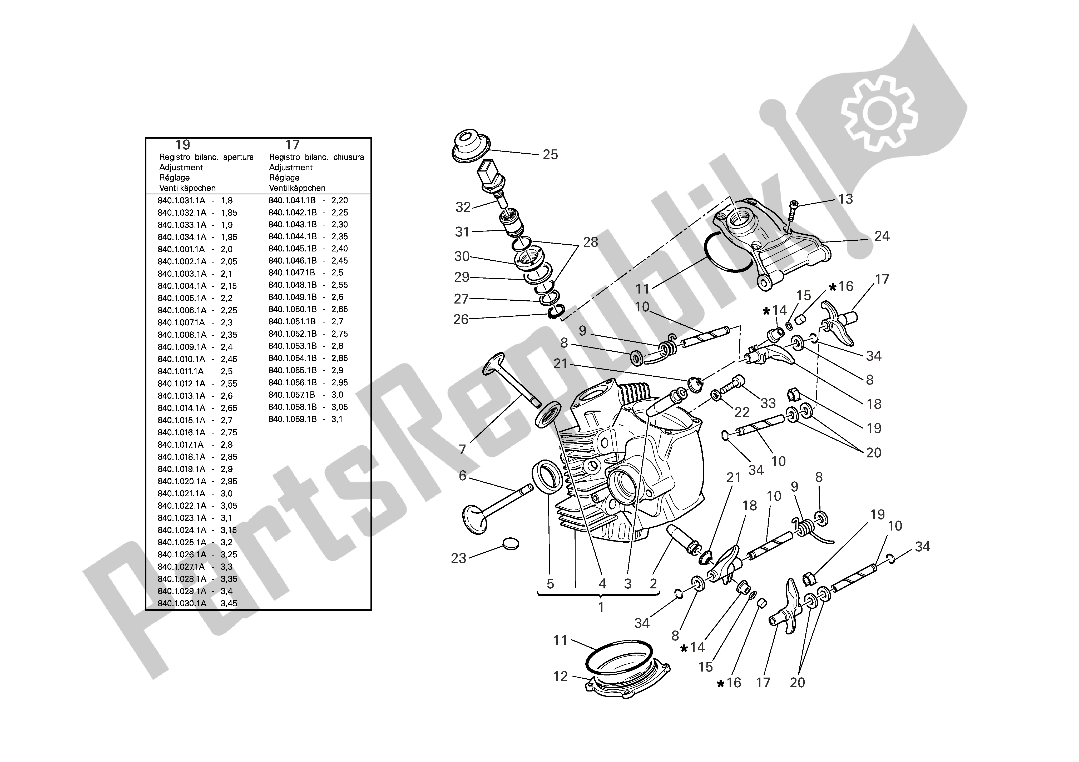 Todas las partes para Culata Horizontal de Ducati Monster S2R 1000 2006