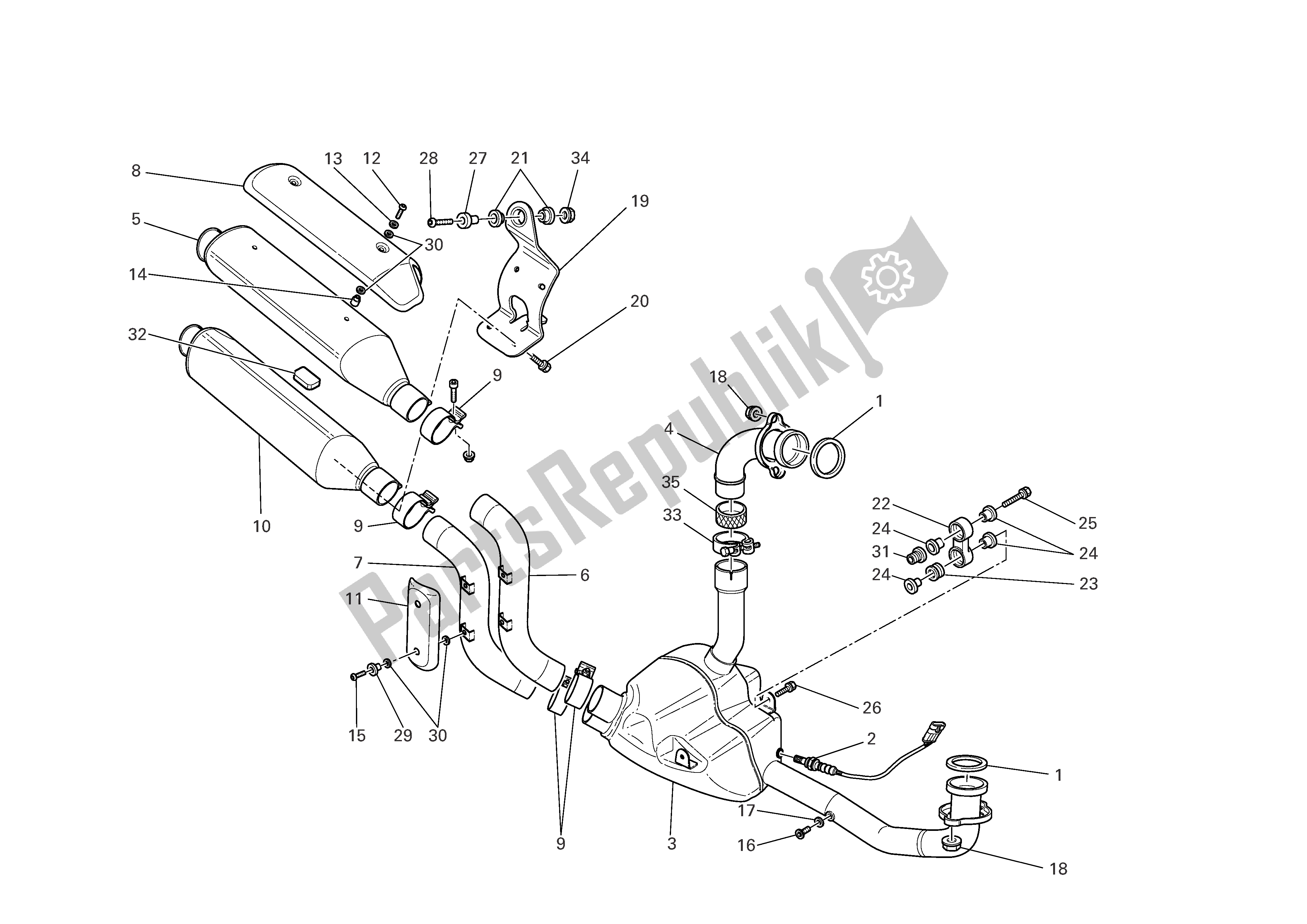 Tutte le parti per il Impianto Di Scarico del Ducati Monster S2R 1000 2006