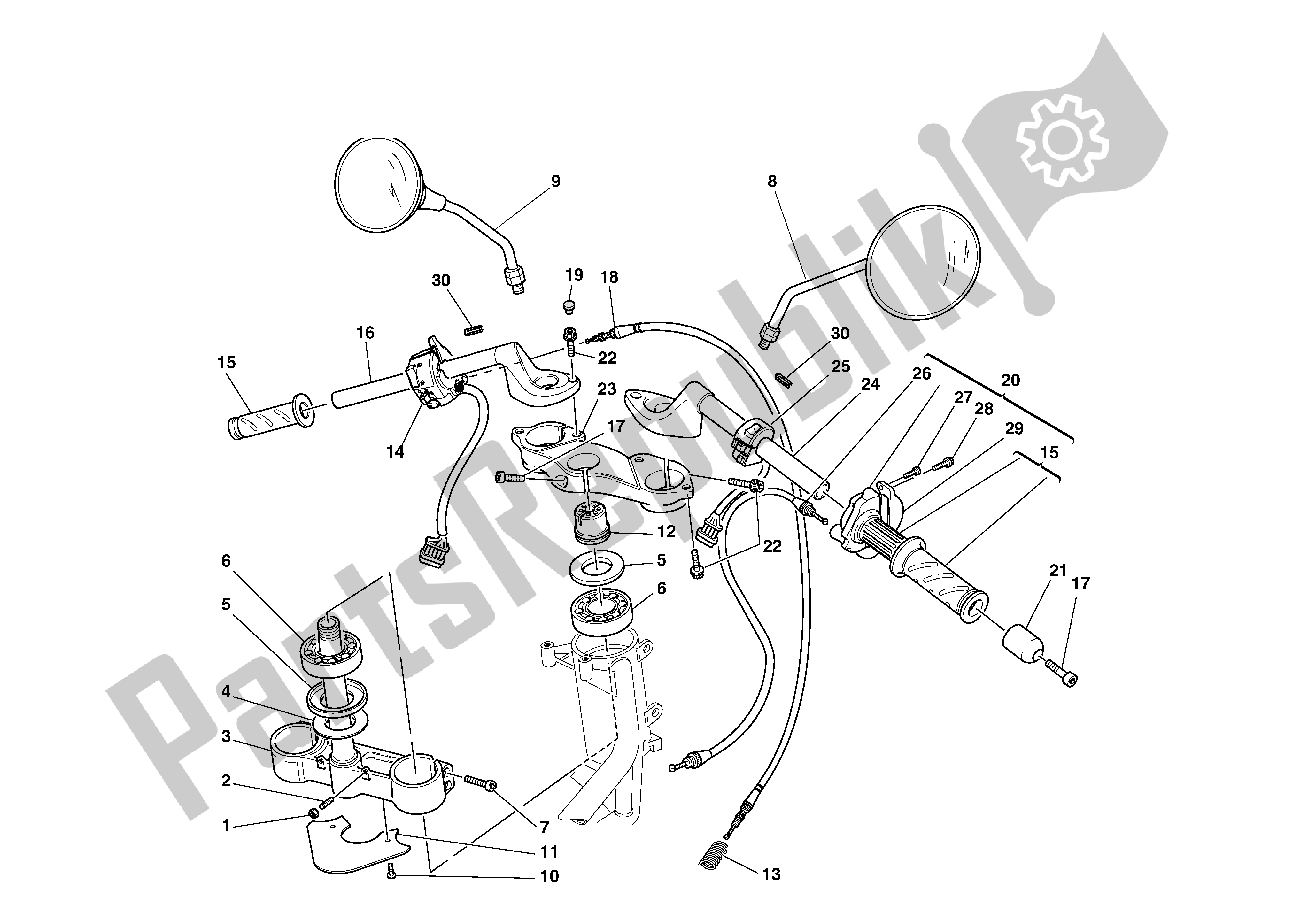 All parts for the Handlebar Andcontrols of the Ducati Monster S4 916 2002