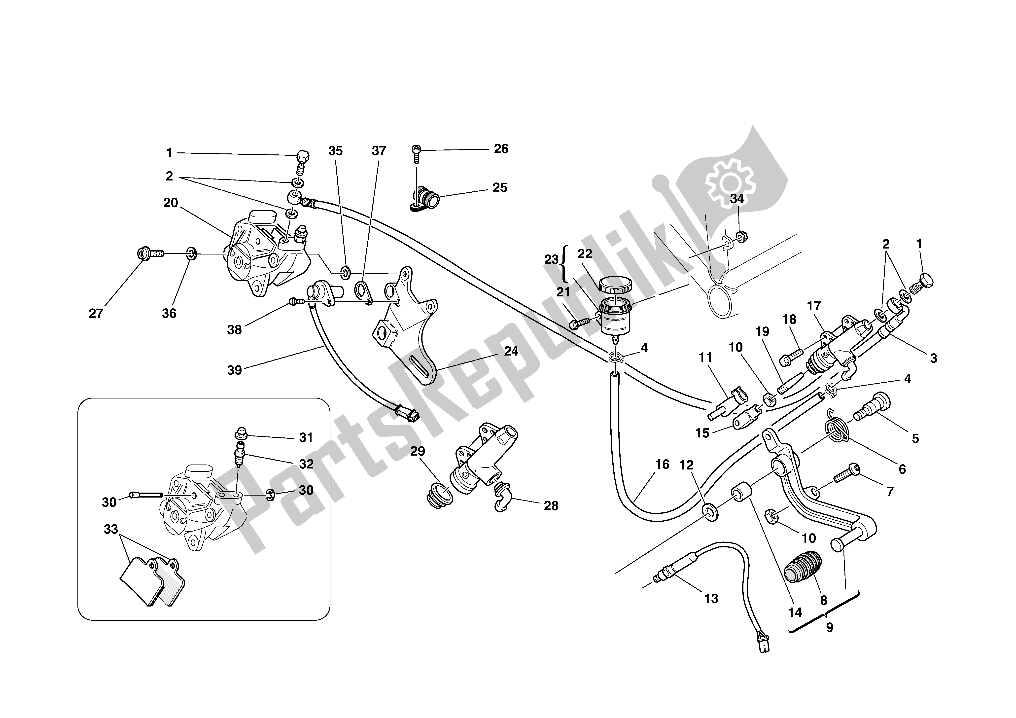 Todas as partes de Freio Traseiro do Ducati Monster S4 916 2002
