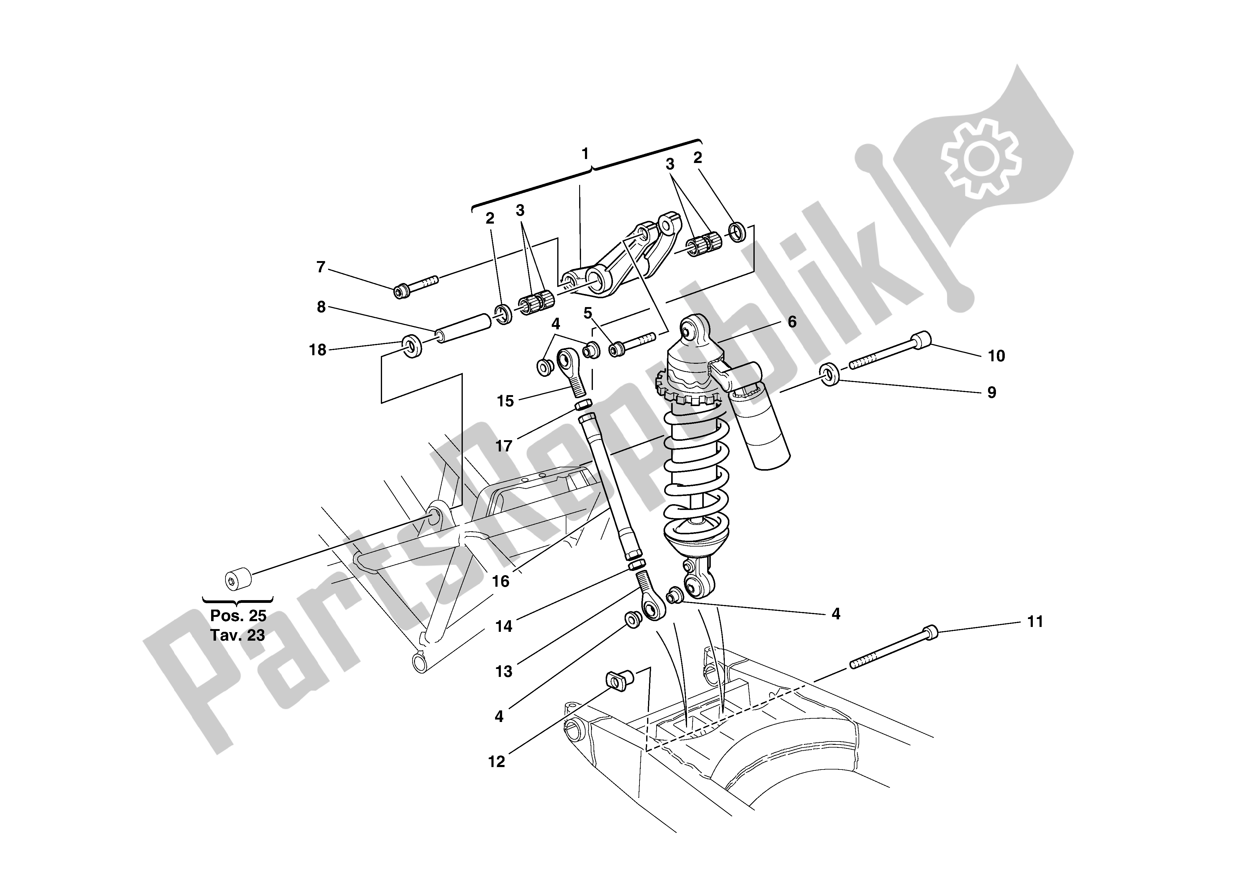 All parts for the Rear Suspension of the Ducati Monster S4 916 2002