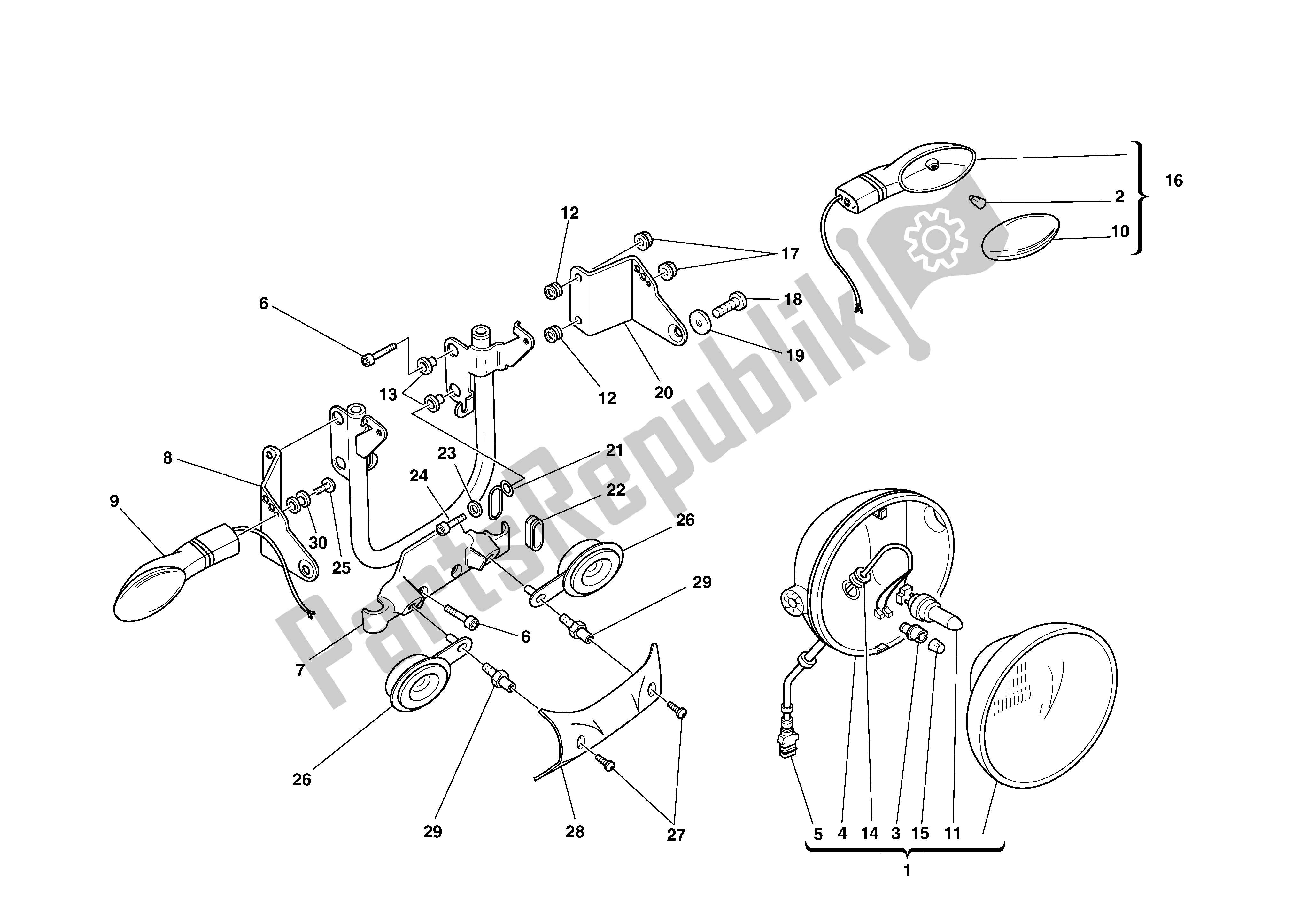 Toutes les pièces pour le Phare Avant du Ducati Monster S4 916 2002