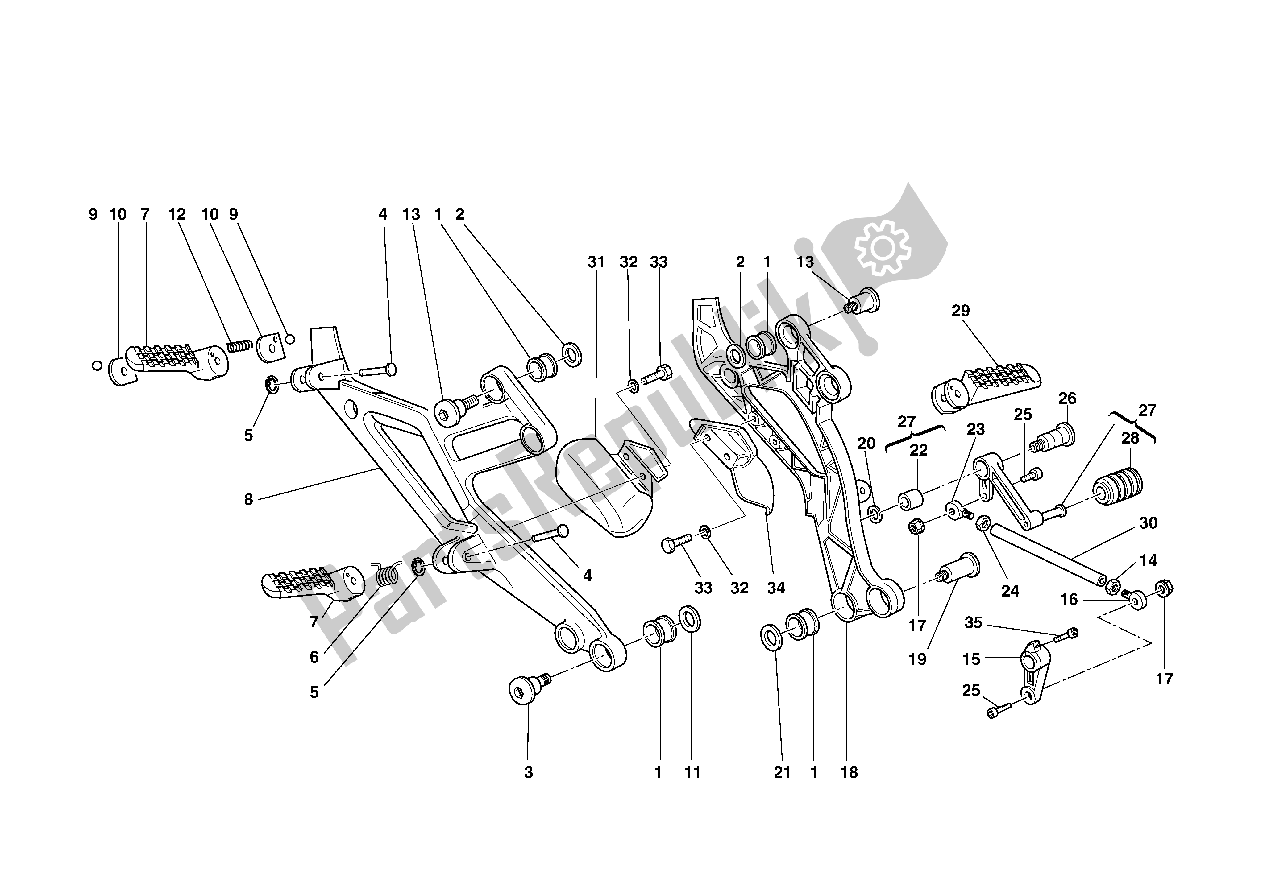 Tutte le parti per il Leva Cambio-poggiapiedi del Ducati Monster S4 916 2002