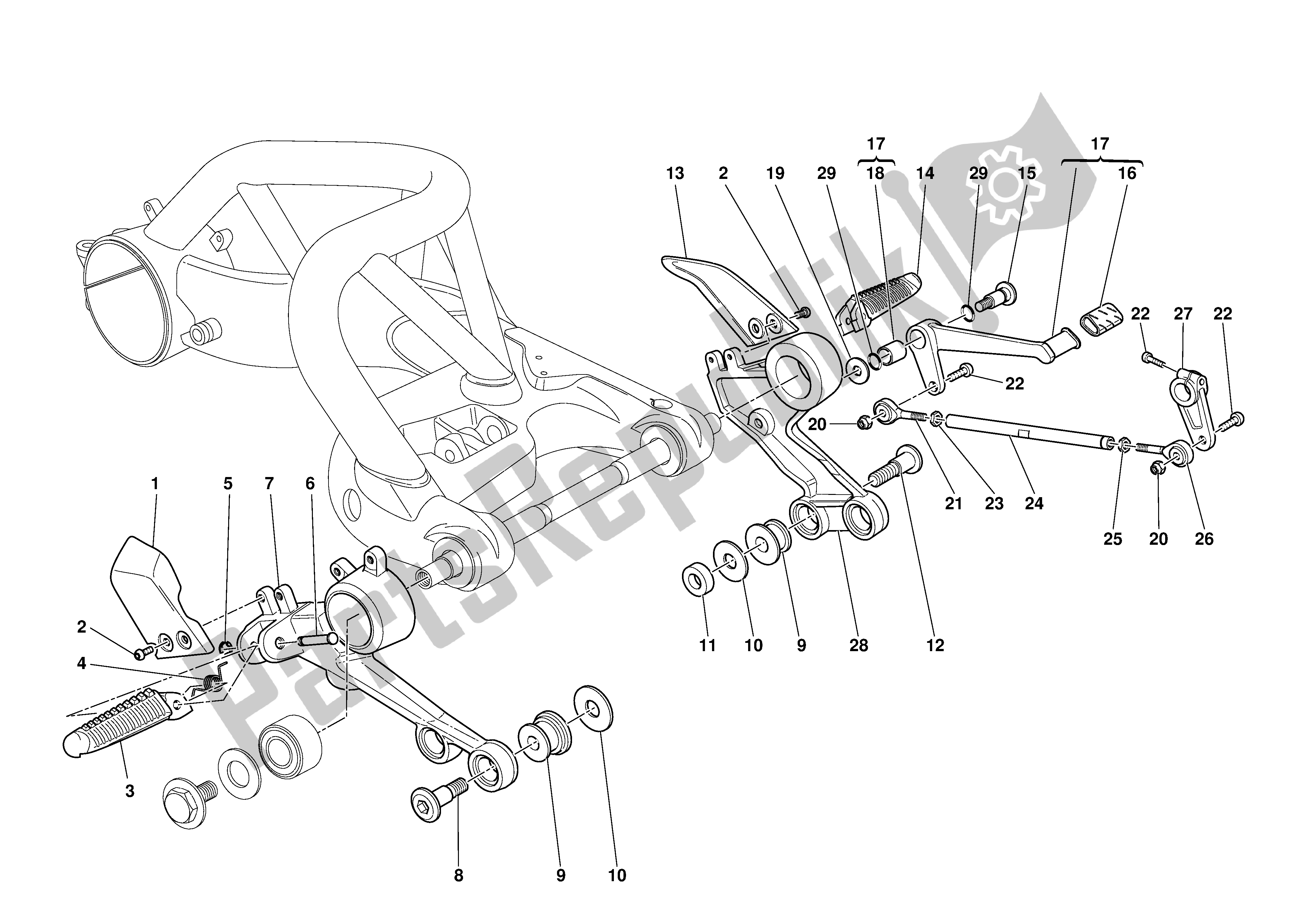 Todas las partes para Palanca De Cambio De Marchas-reposapiés de Ducati Monster S4R 996 2003