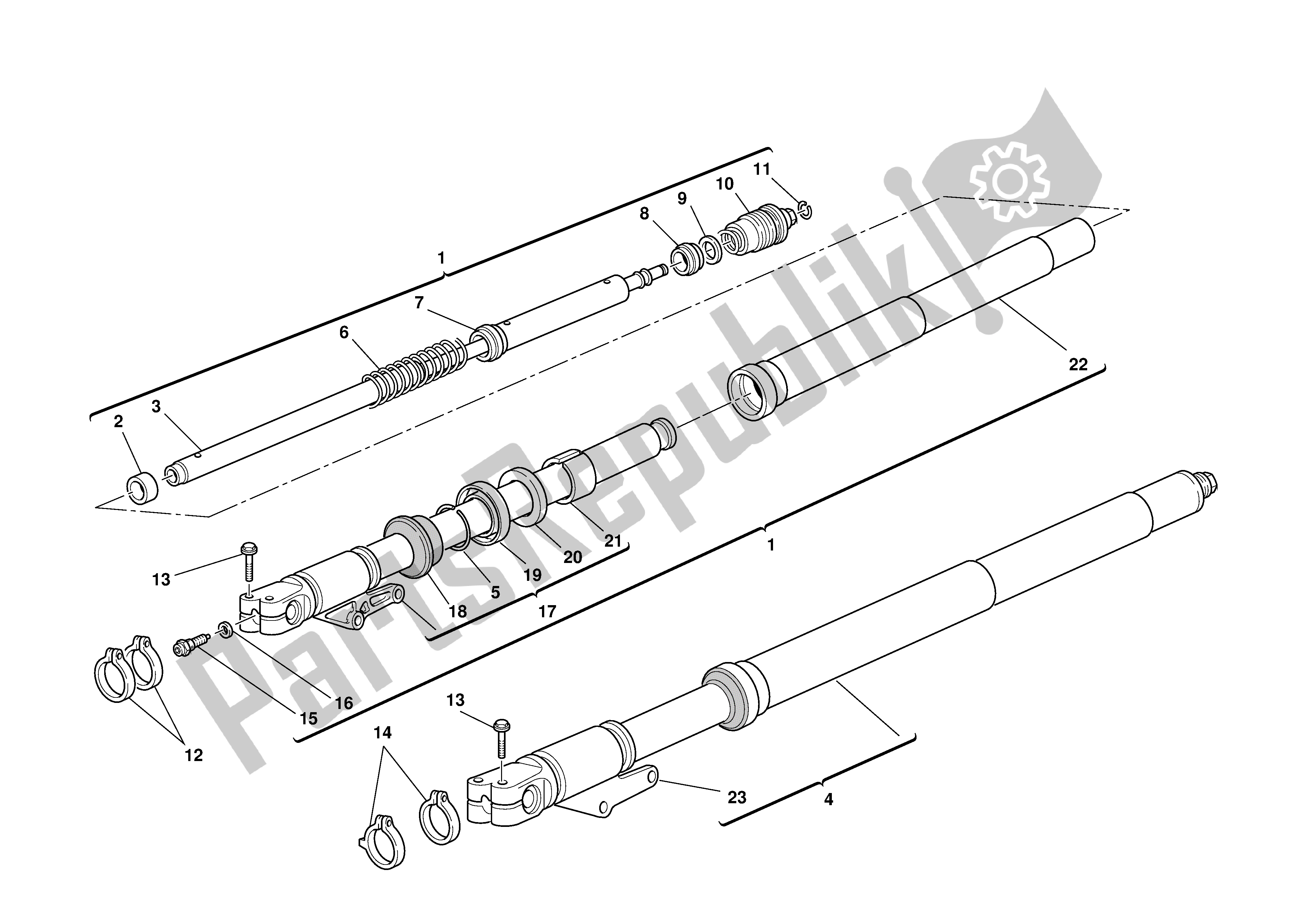 Tutte le parti per il Forcella Anteriore del Ducati Monster S4R 996 2003