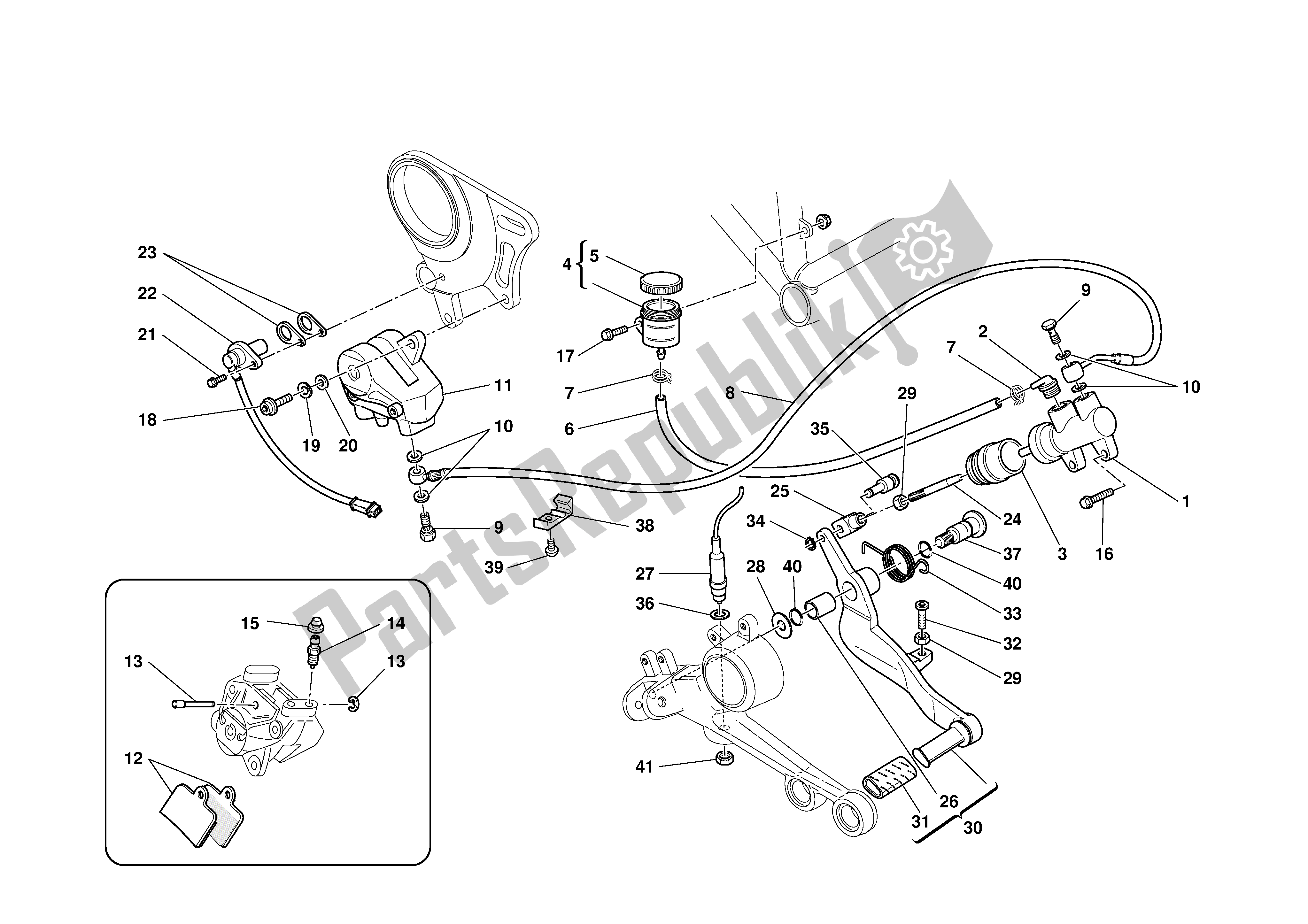 Tutte le parti per il Freno Posteriore del Ducati Monster S4R 996 2003