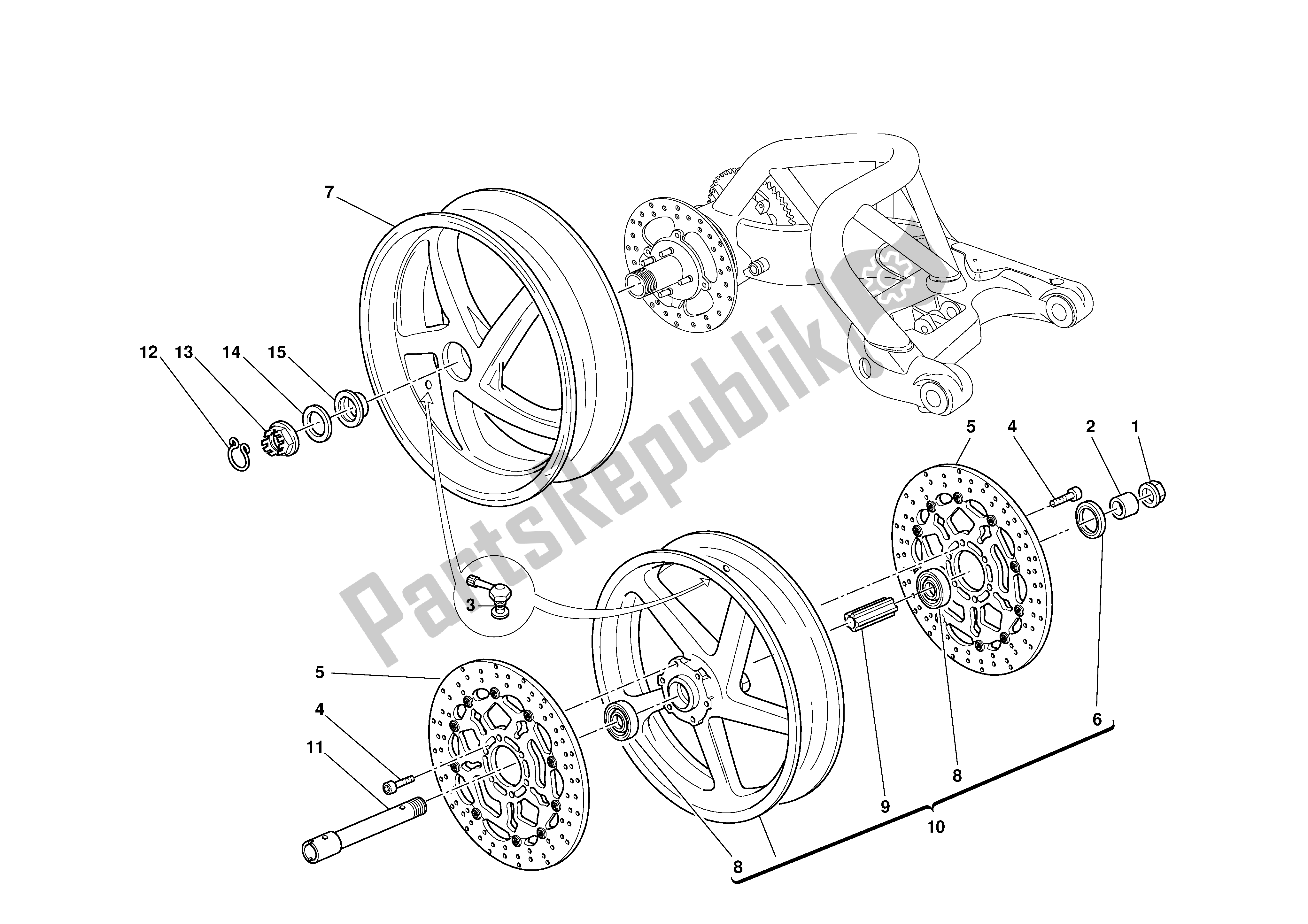 Todas las partes para Ruedas Delanteras Y Traseras de Ducati Monster S4R 996 2003