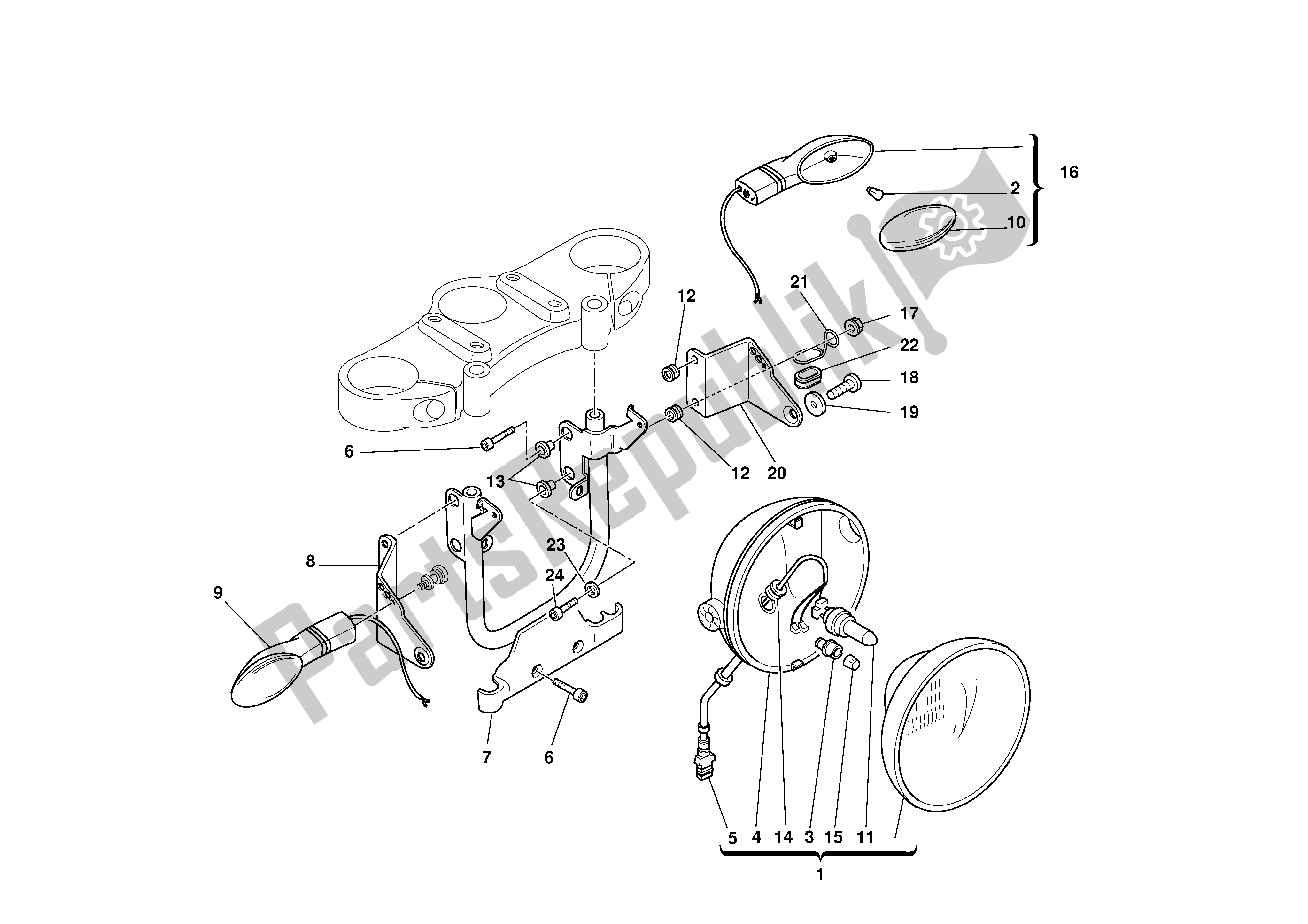 Tutte le parti per il Faro Anteriore del Ducati Monster S4R 996 2003