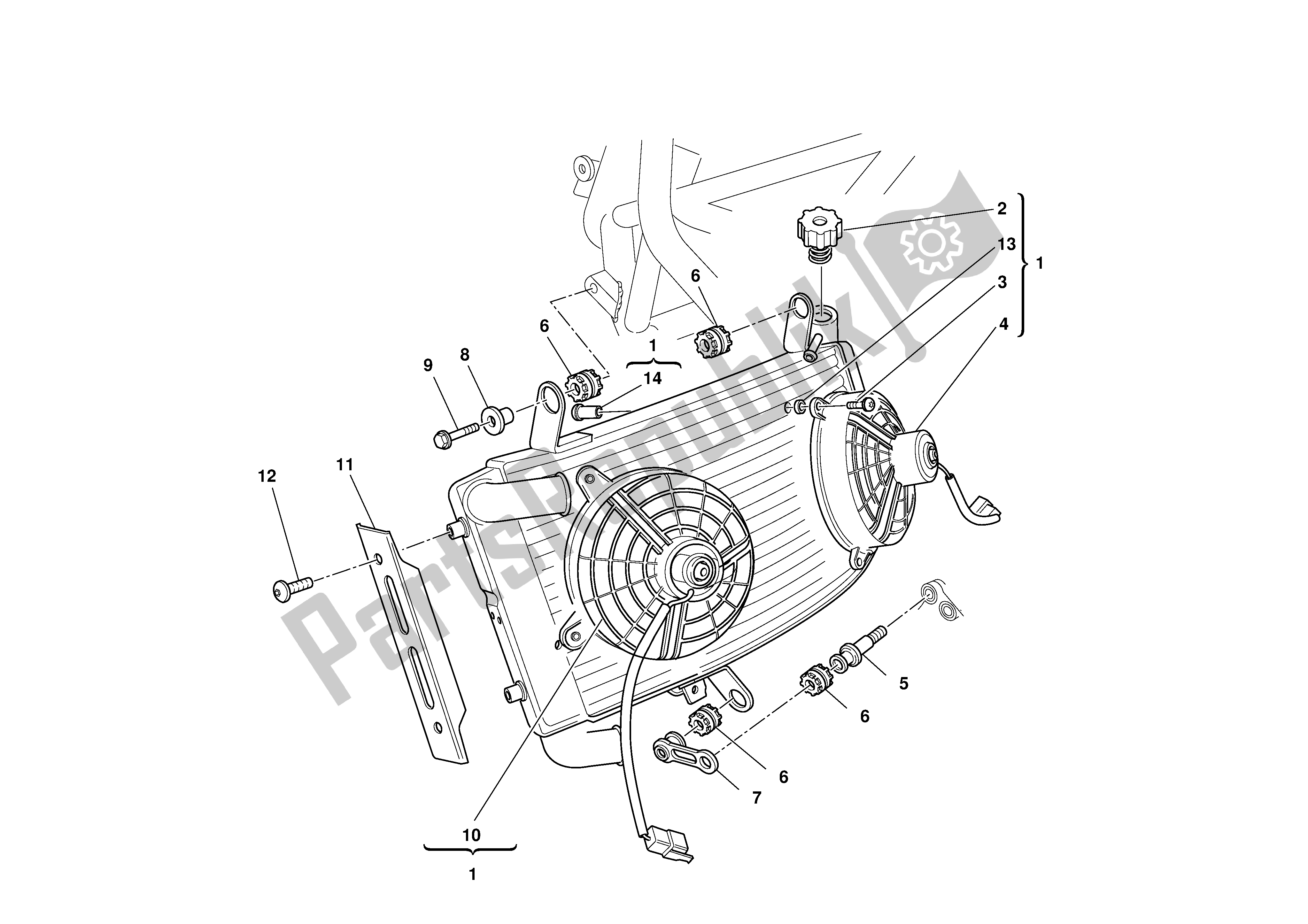 Tutte le parti per il Radiatore Acqua Assy del Ducati Monster S4R 996 2003