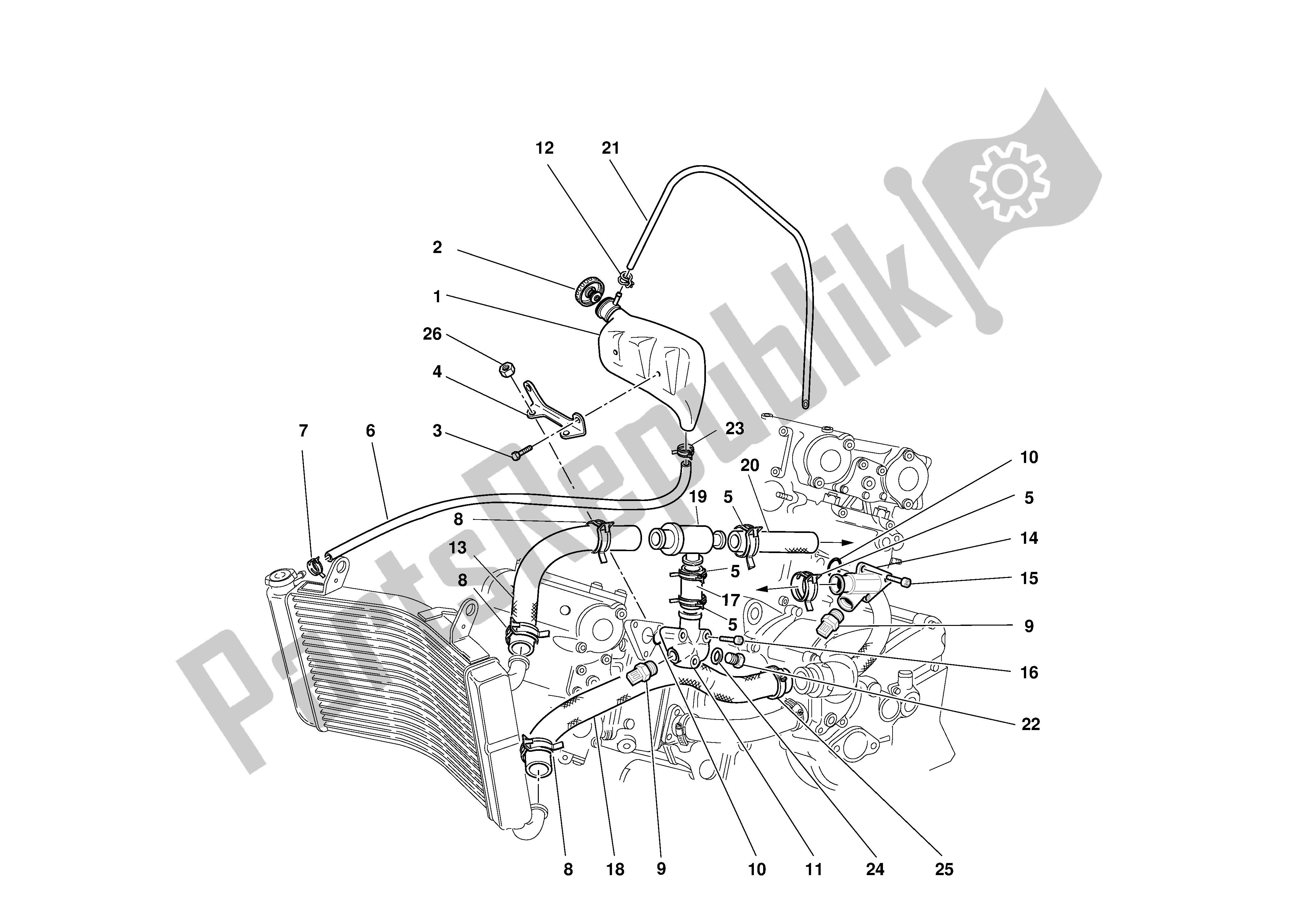 Todas las partes para Circuito De Enfriamiento de Ducati Monster S4R 996 2003