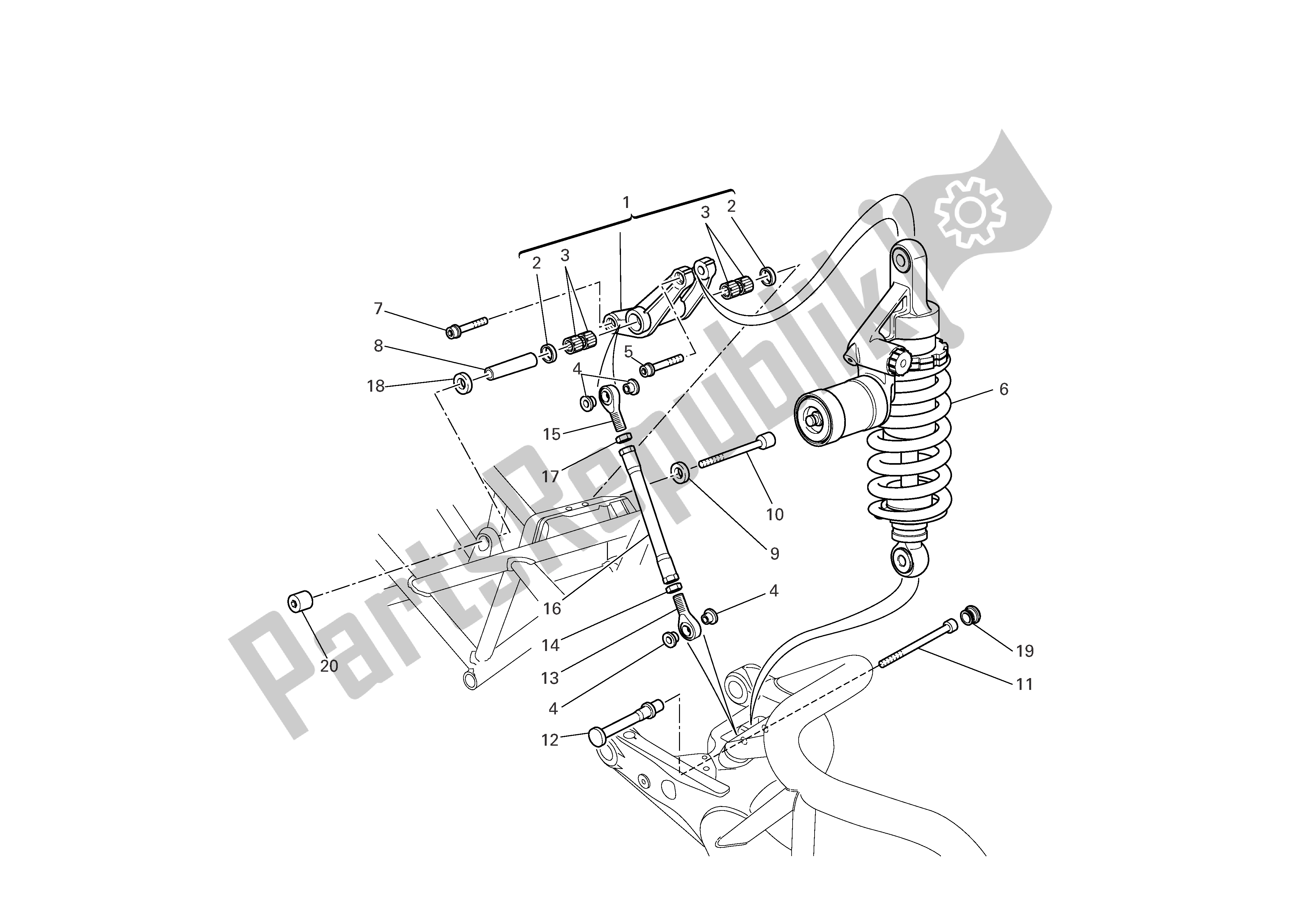 Tutte le parti per il Sospensione Posteriore del Ducati Monster S4R EU 1000 2008