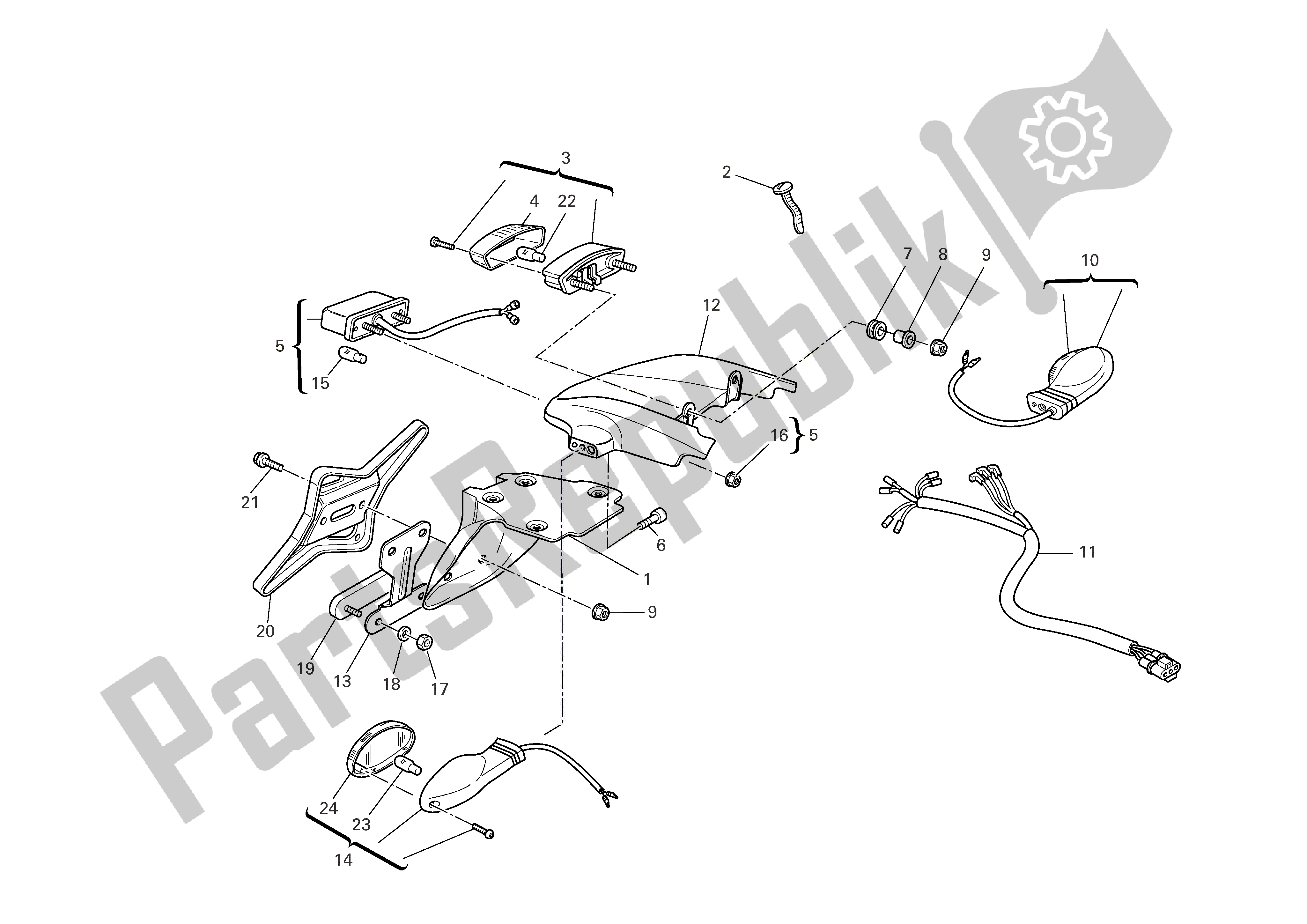 Todas las partes para Soporte De Matrícula - Luz Trasera de Ducati Monster S4R EU 1000 2008