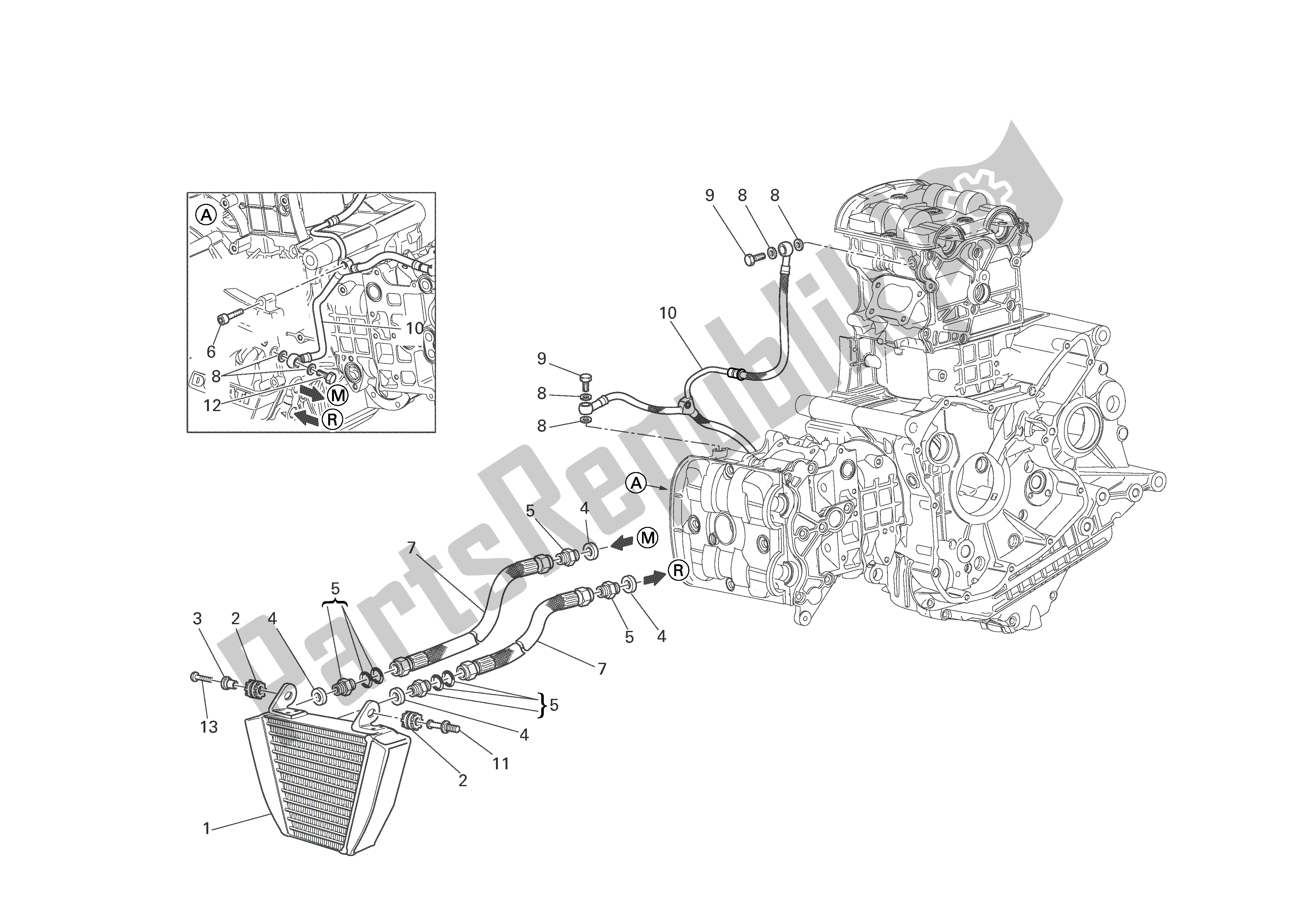 Tutte le parti per il Radiatore Dell'olio del Ducati Monster S4R EU 1000 2008