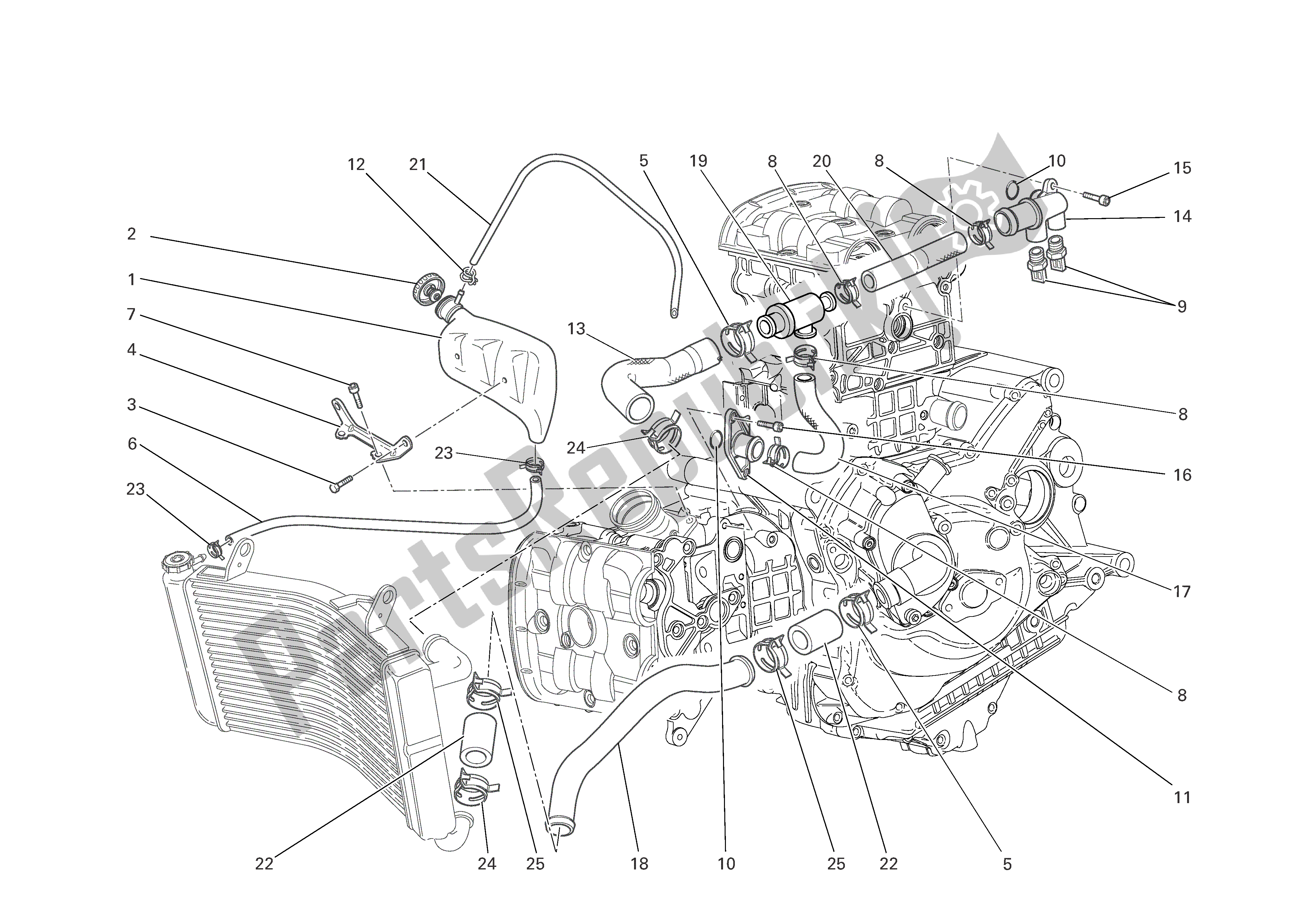 Todas las partes para Sistema De Refrigeración de Ducati Monster S4R EU 1000 2008