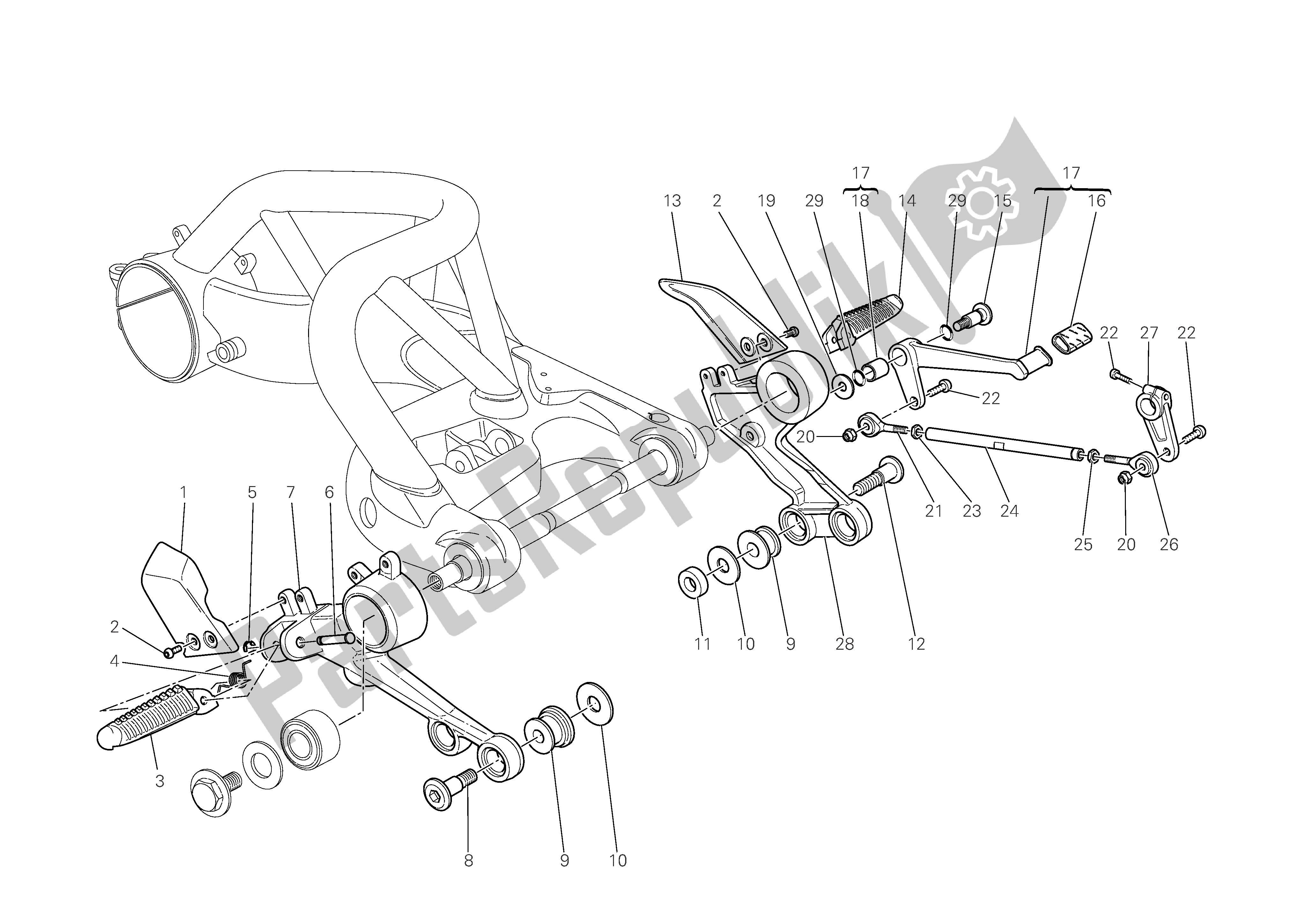 Todas las partes para Palanca De Cambio De Velocidades - Reposapiés de Ducati Monster S4 RS 1000 2006