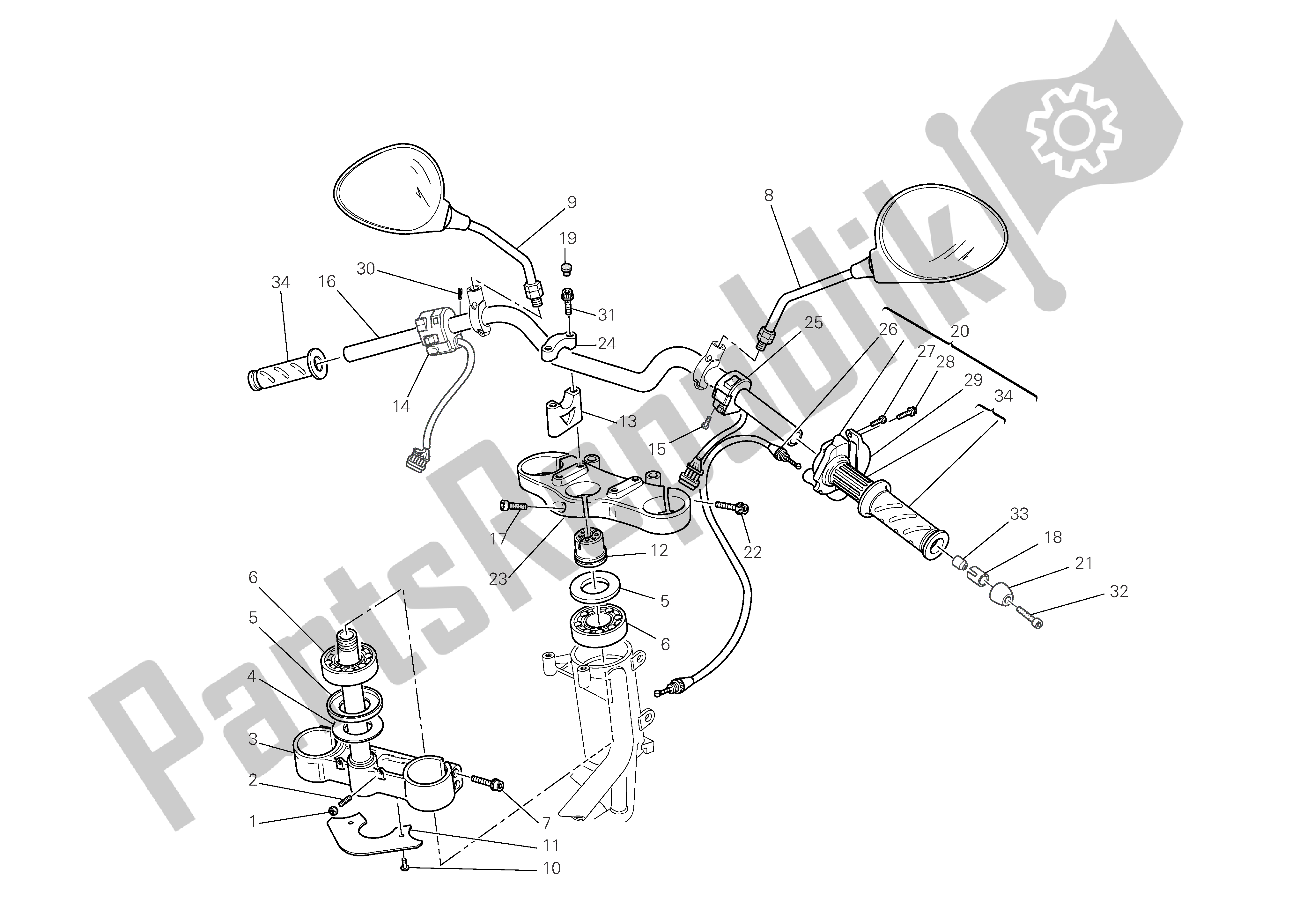 Alle onderdelen voor de Stuur En Bedieningselementen van de Ducati Monster S4 RS 1000 2006