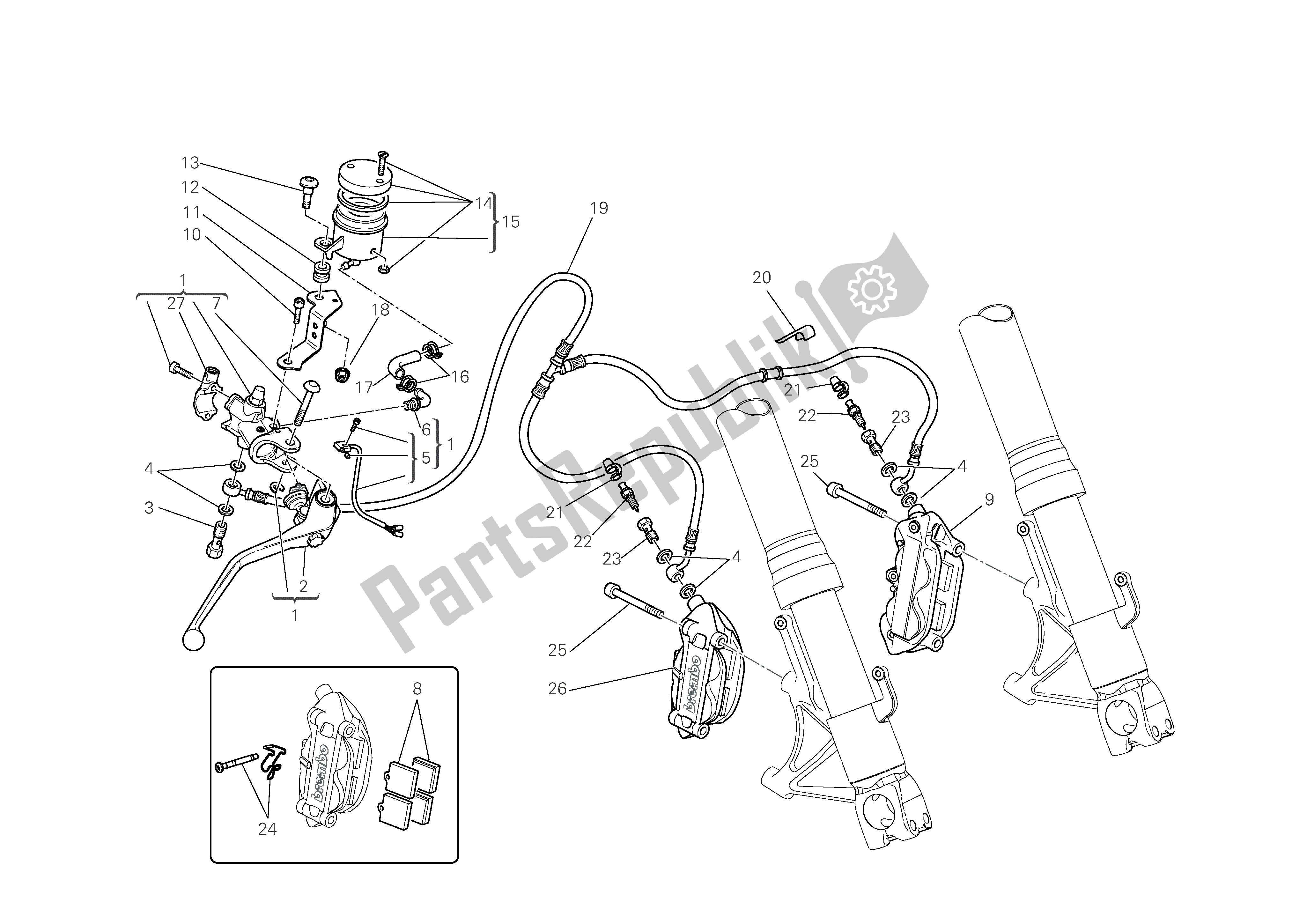 Alle onderdelen voor de Voor Rem van de Ducati Monster S4 RS 1000 2006