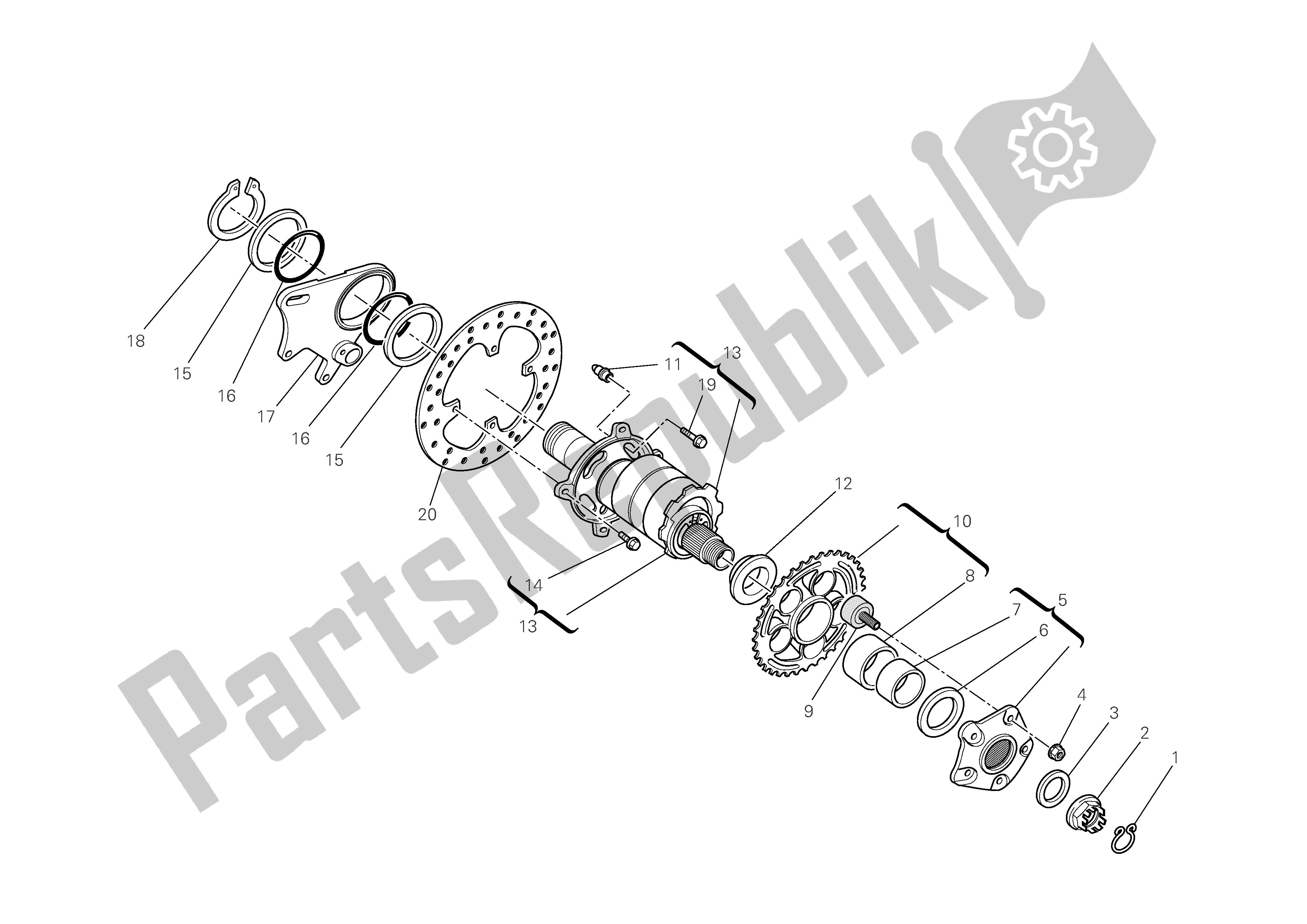 Alle onderdelen voor de Achterwielas van de Ducati Monster S4 RS 1000 2006