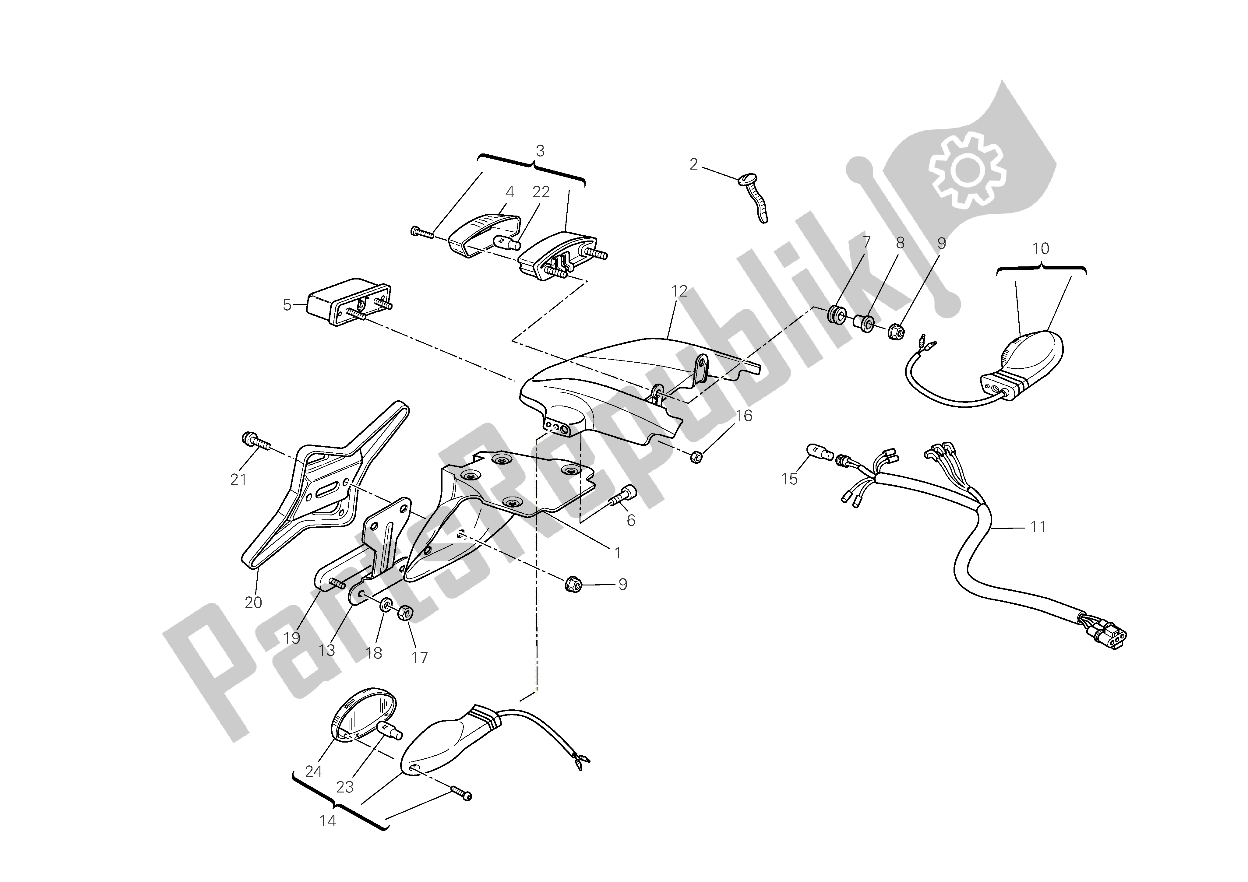 Todas las partes para Soporte De Matrícula - Luz Trasera de Ducati Monster S4 RS 1000 2006