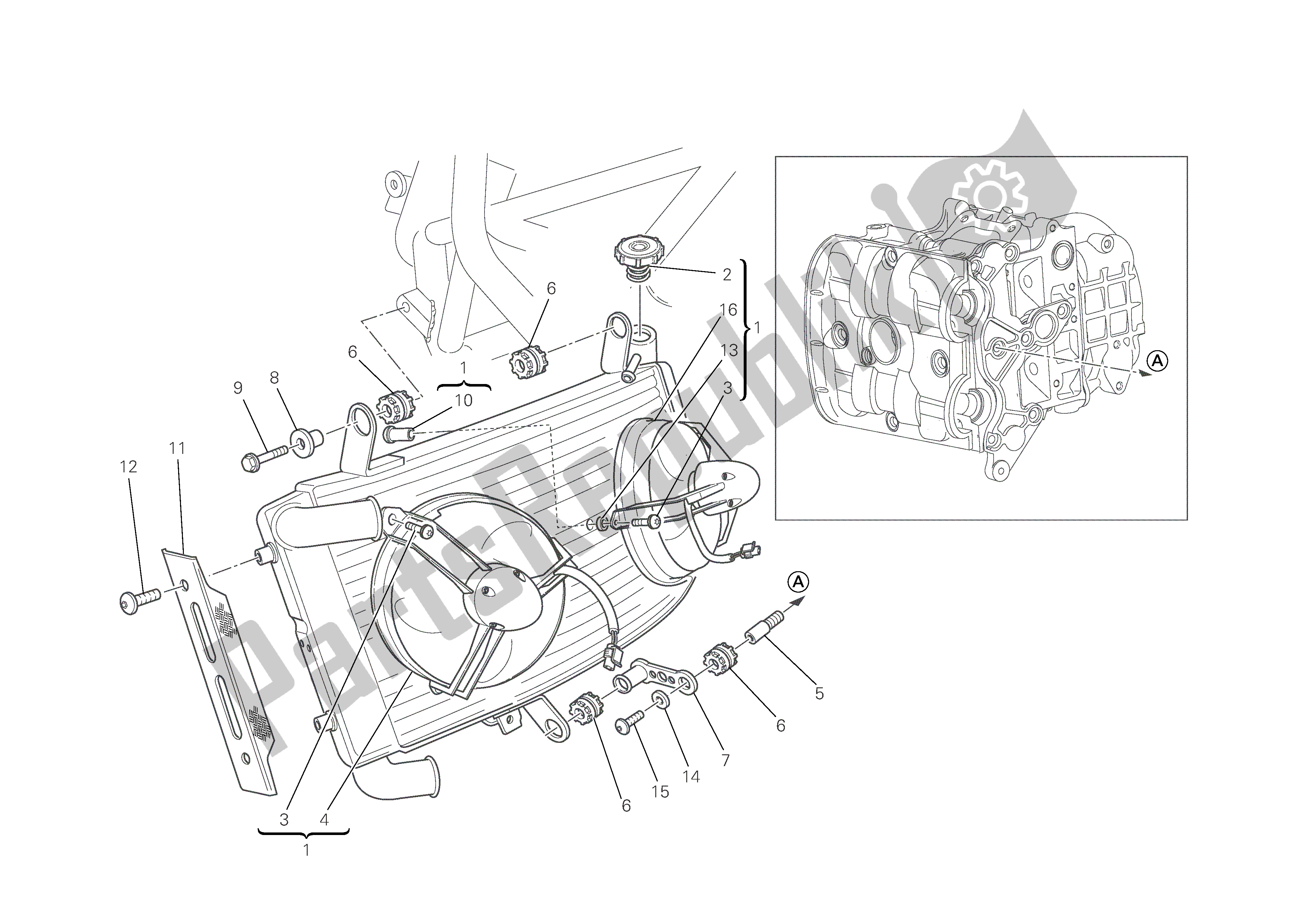 Alle onderdelen voor de Radiator van de Ducati Monster S4 RS 1000 2006