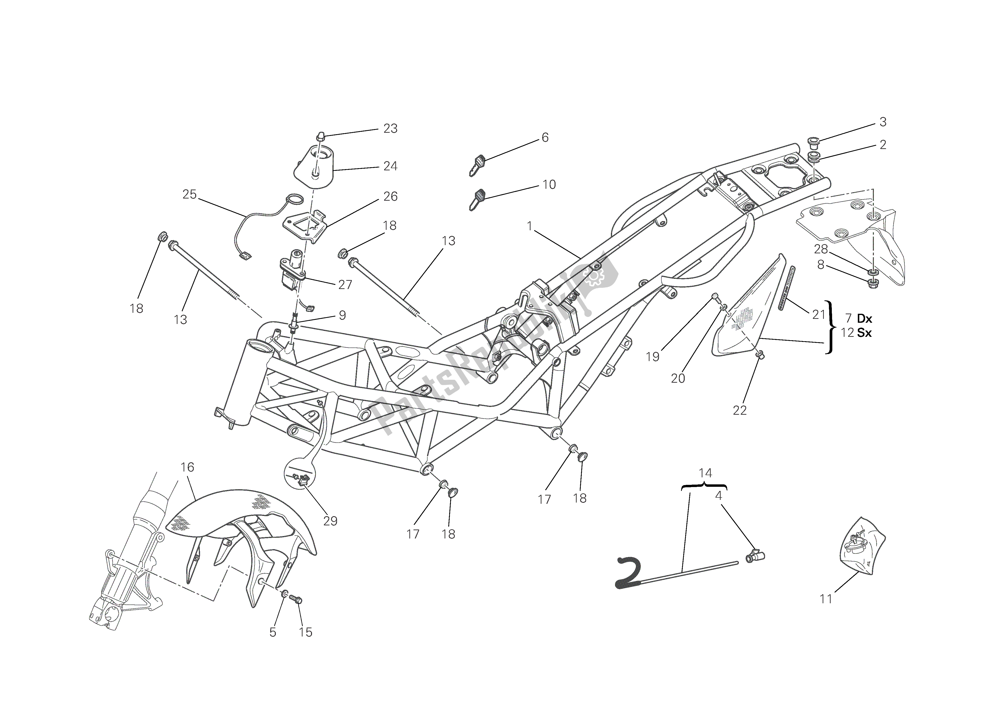 Todas las partes para Marco de Ducati Monster S4 RS 1000 2006