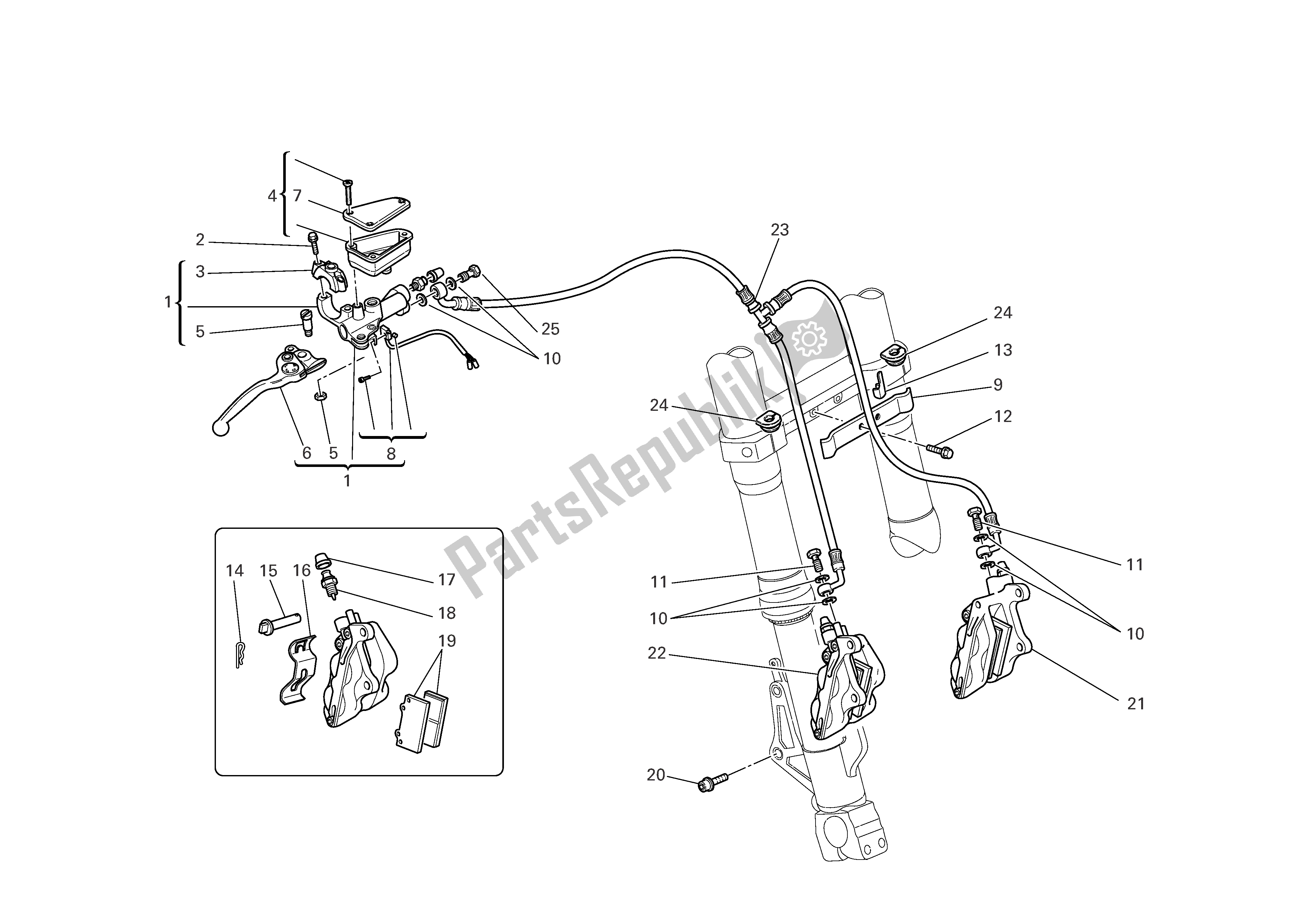 Alle onderdelen voor de Voor Rem van de Ducati Multistrada 1000 2005