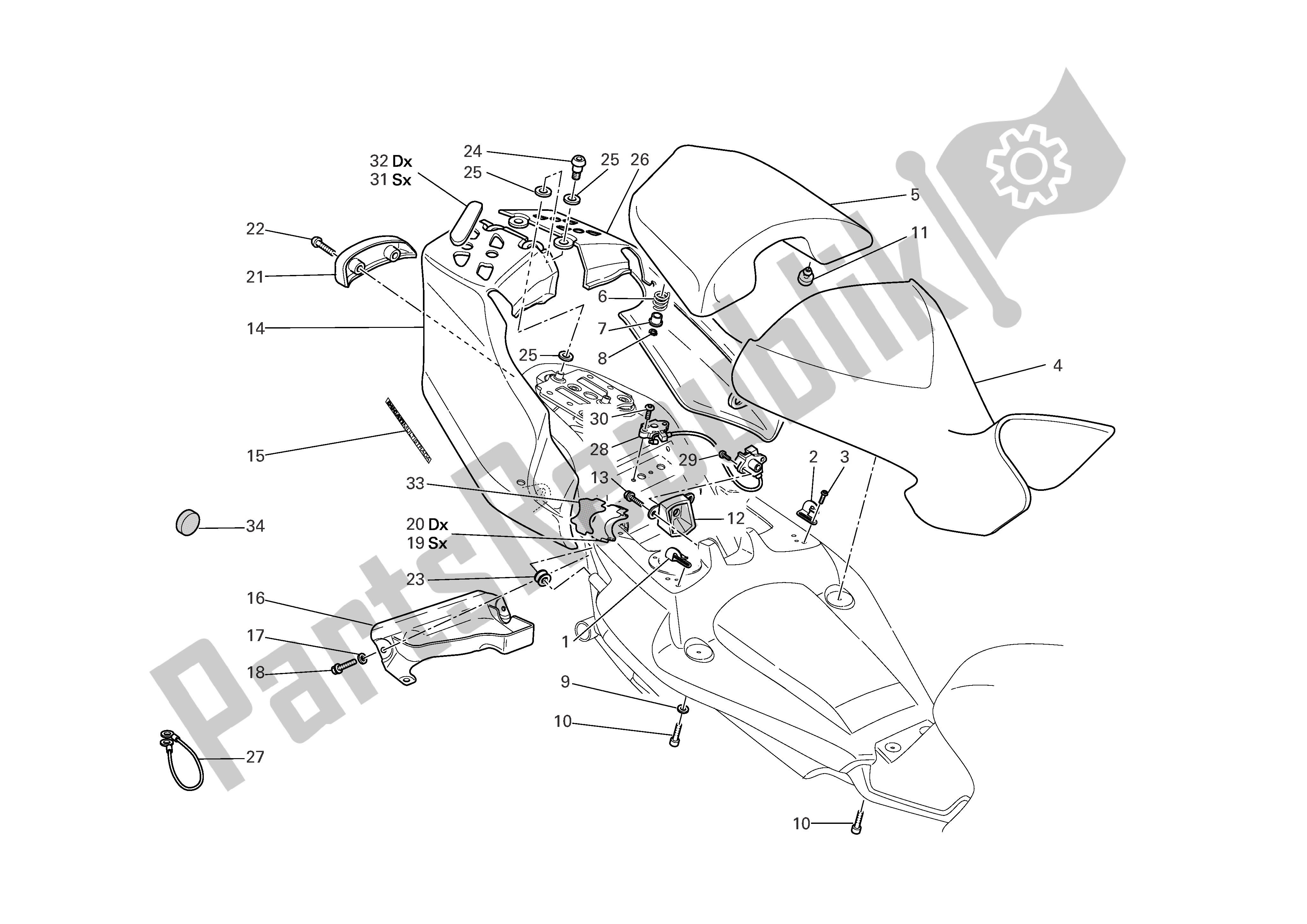 Tutte le parti per il Posto A Sedere del Ducati Multistrada 1000 2005