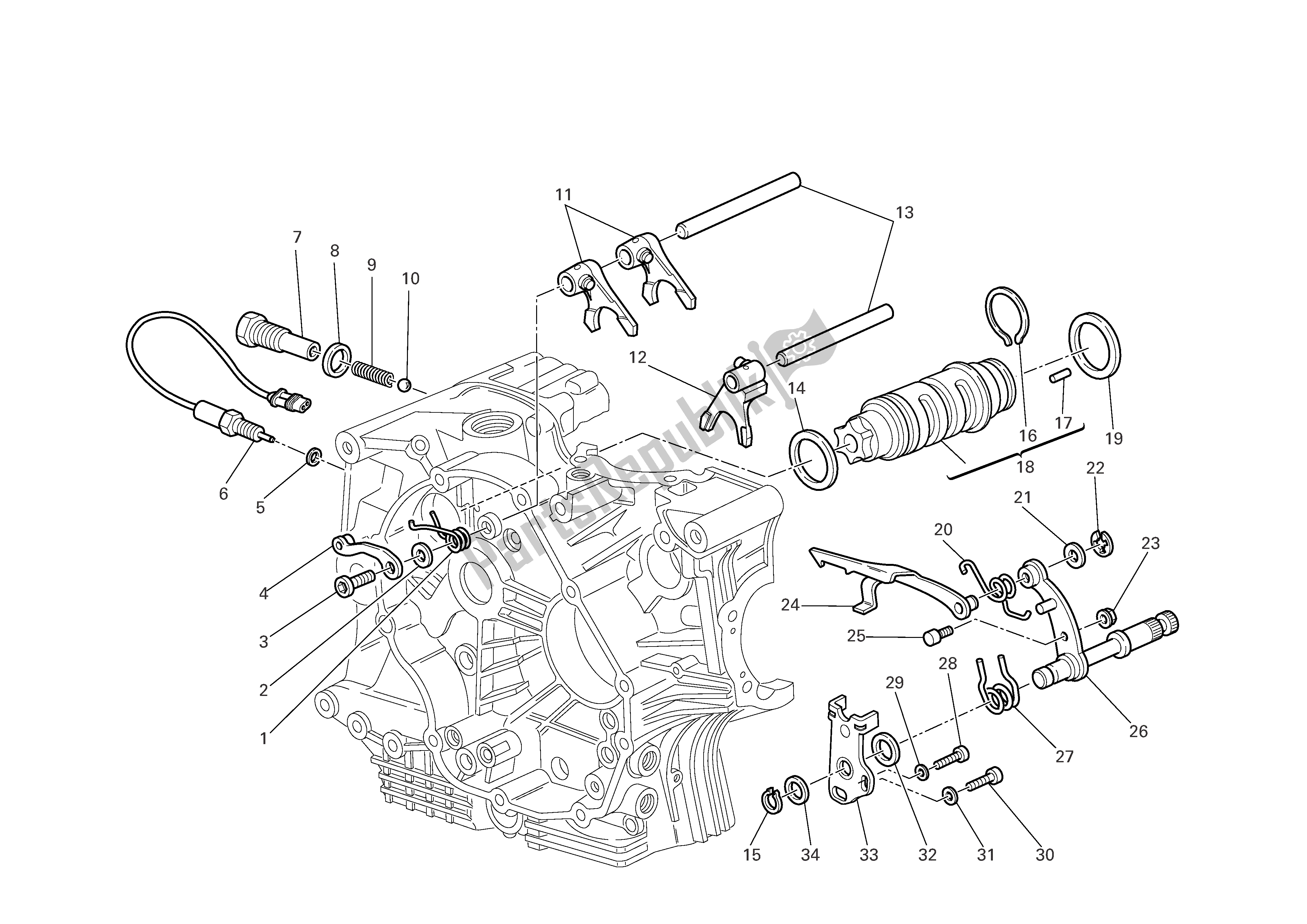 Alle onderdelen voor de Schakeling van de Ducati Multistrada 1000 2005
