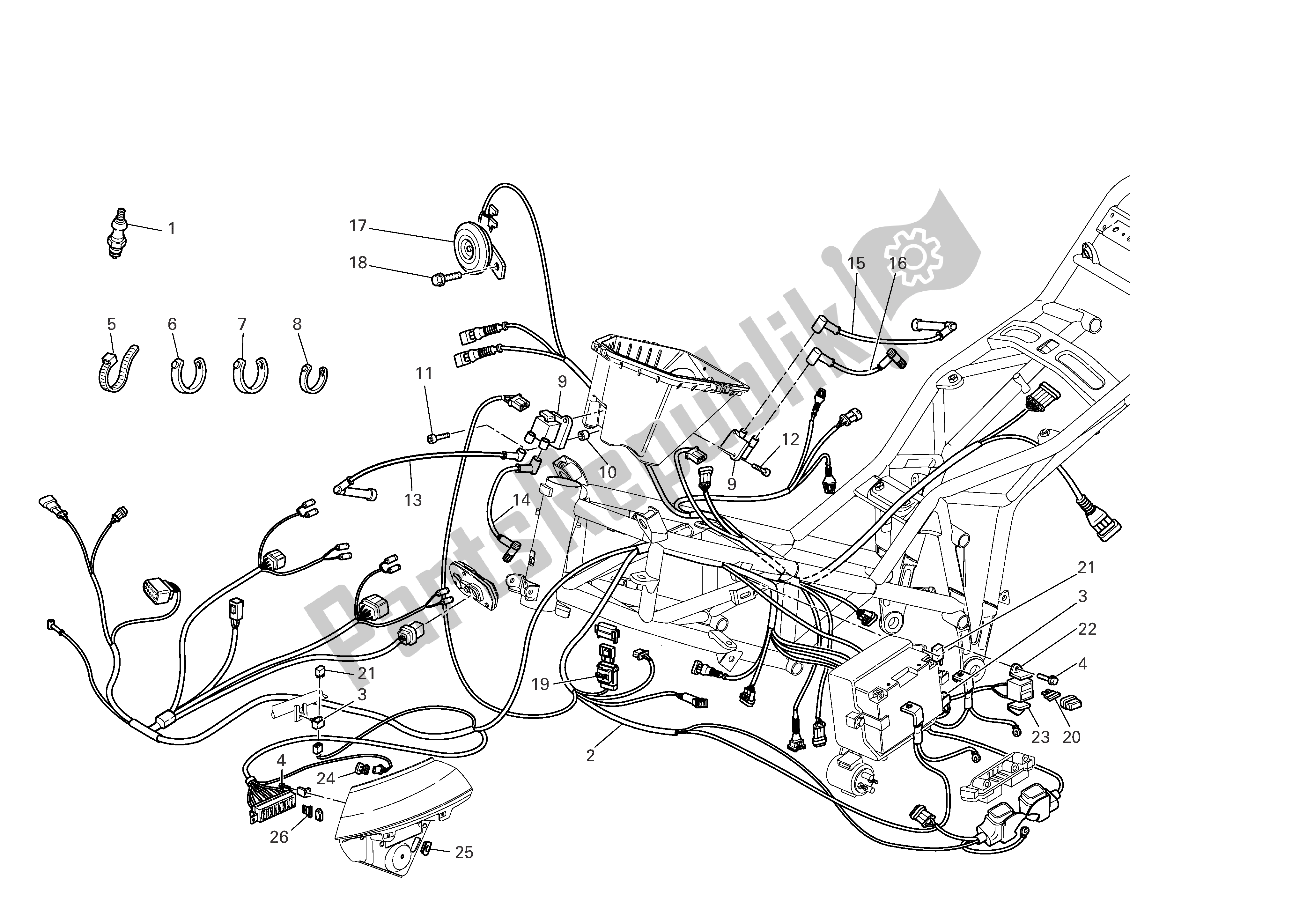 Todas as partes de Sistema Elétrico do Ducati Multistrada 1000 2005