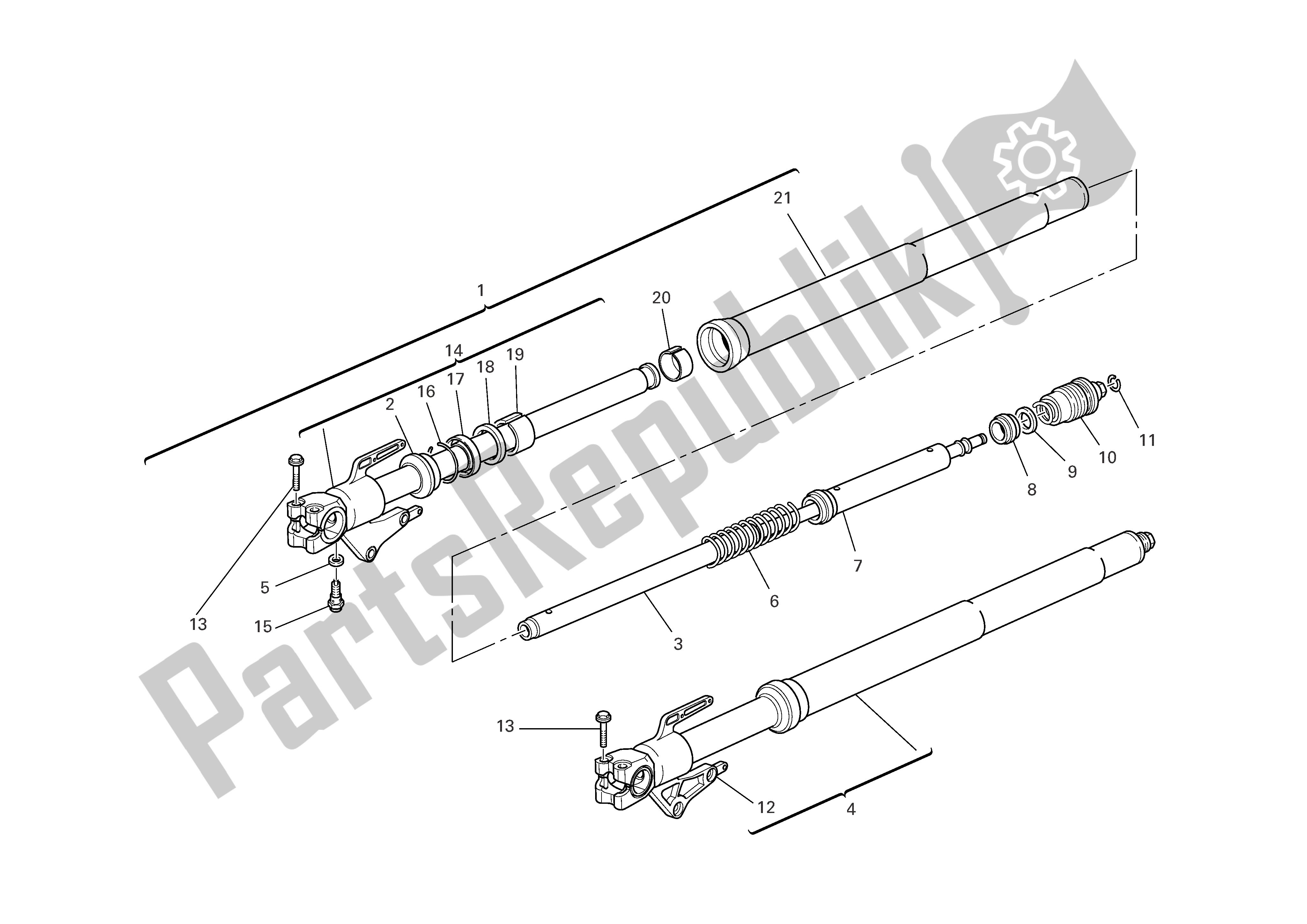 Toutes les pièces pour le Fourches Avant du Ducati Multistrada 1000 2005