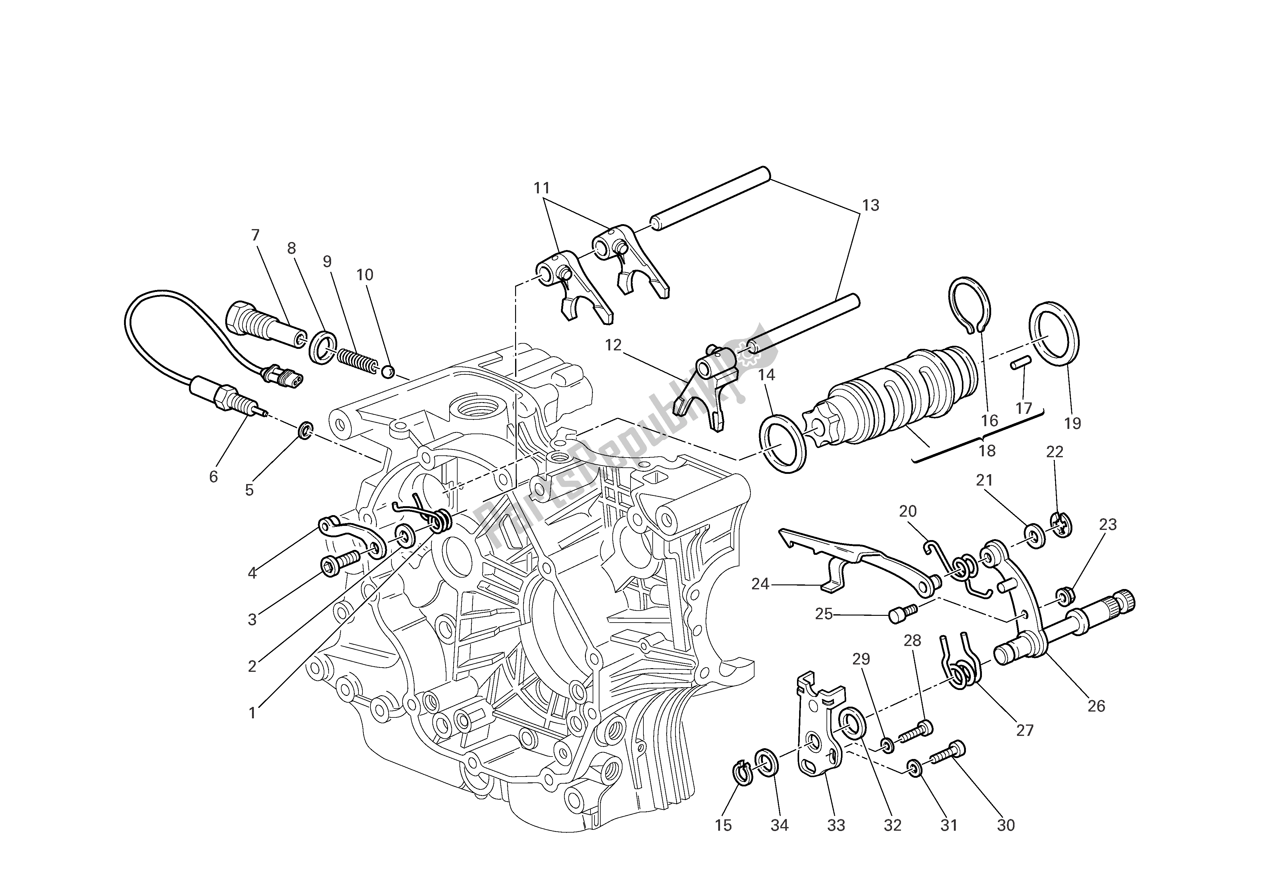 Todas as partes de Controle De Mudança De Marcha do Ducati Multistrada 620 2006