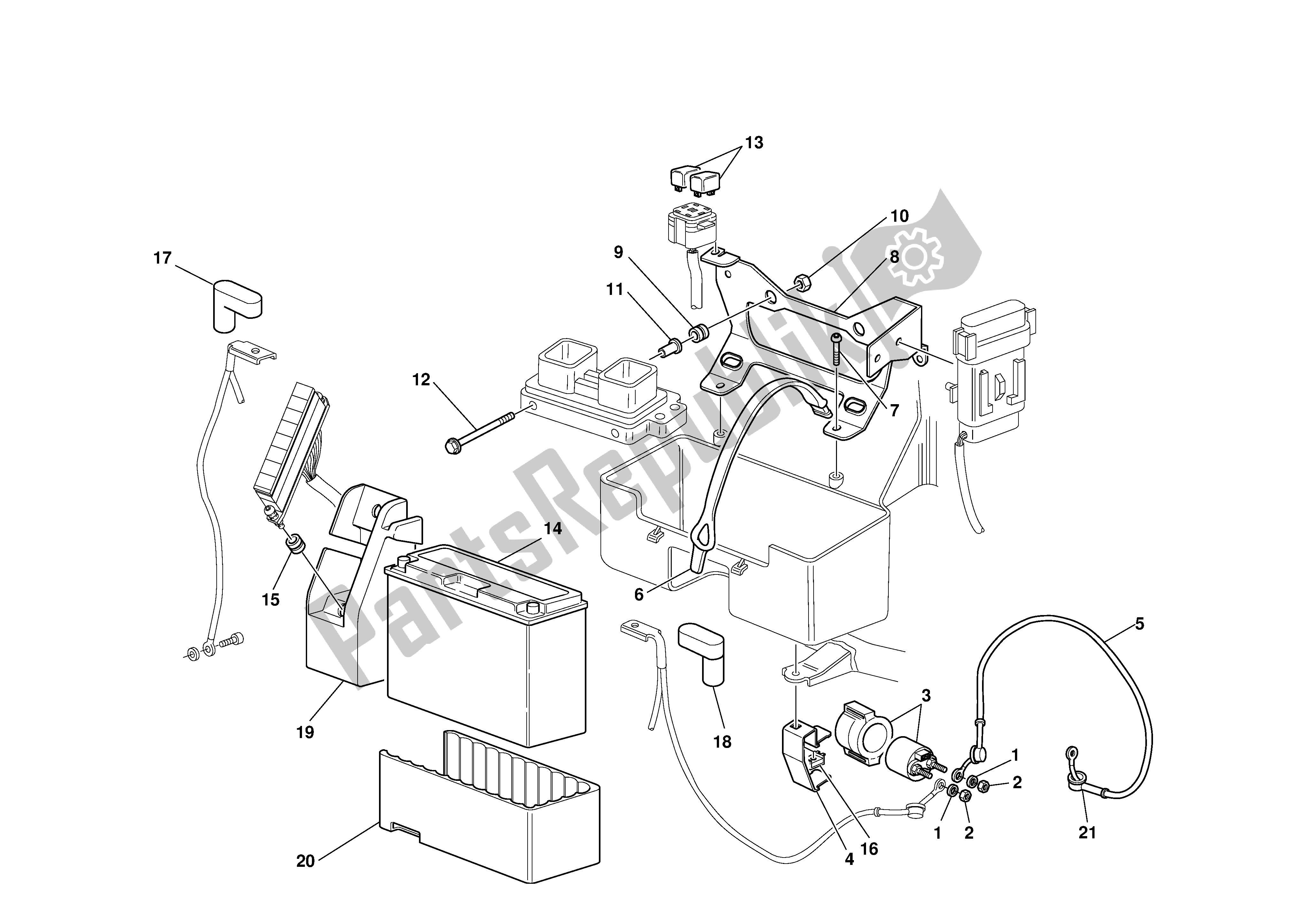 Tutte le parti per il Montaggio Scatola Batteria del Ducati Supersport 620 2002