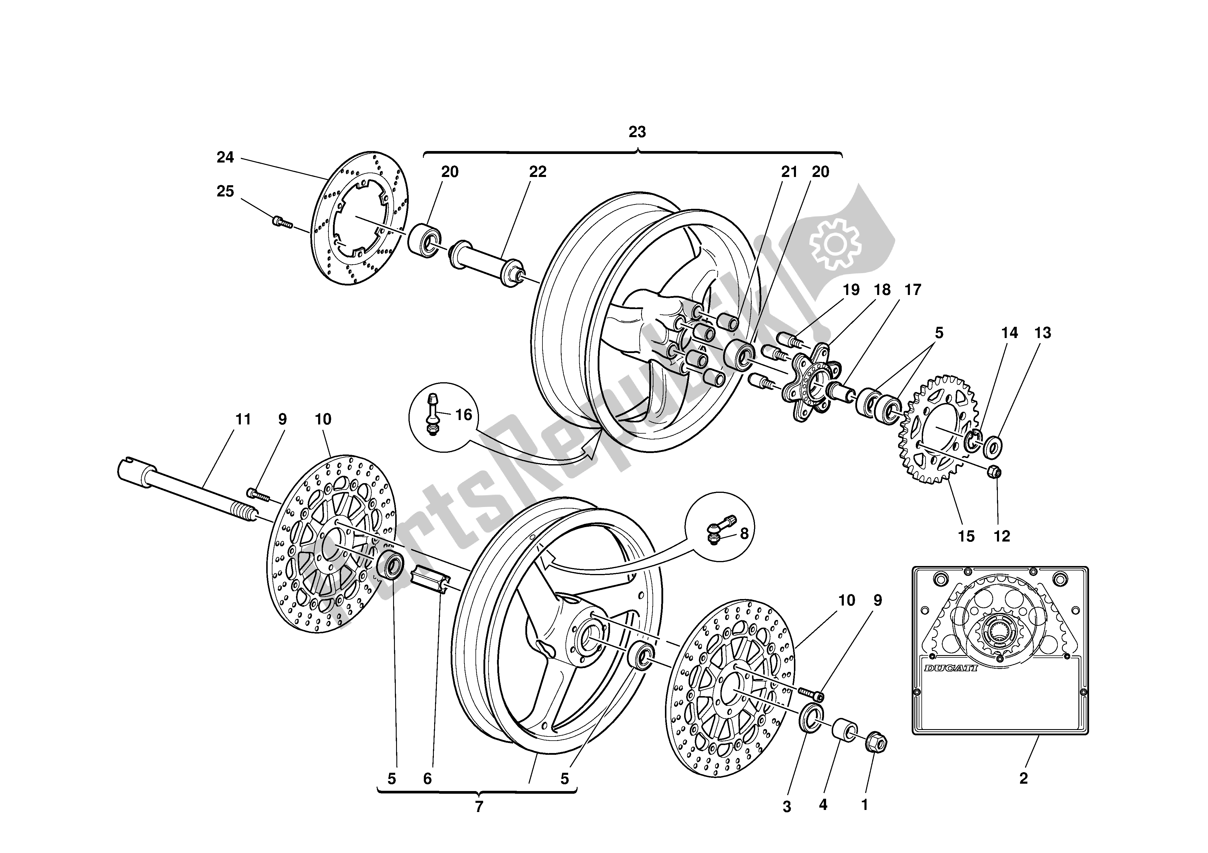 Todas las partes para Ruedas de Ducati Supersport 620 2002