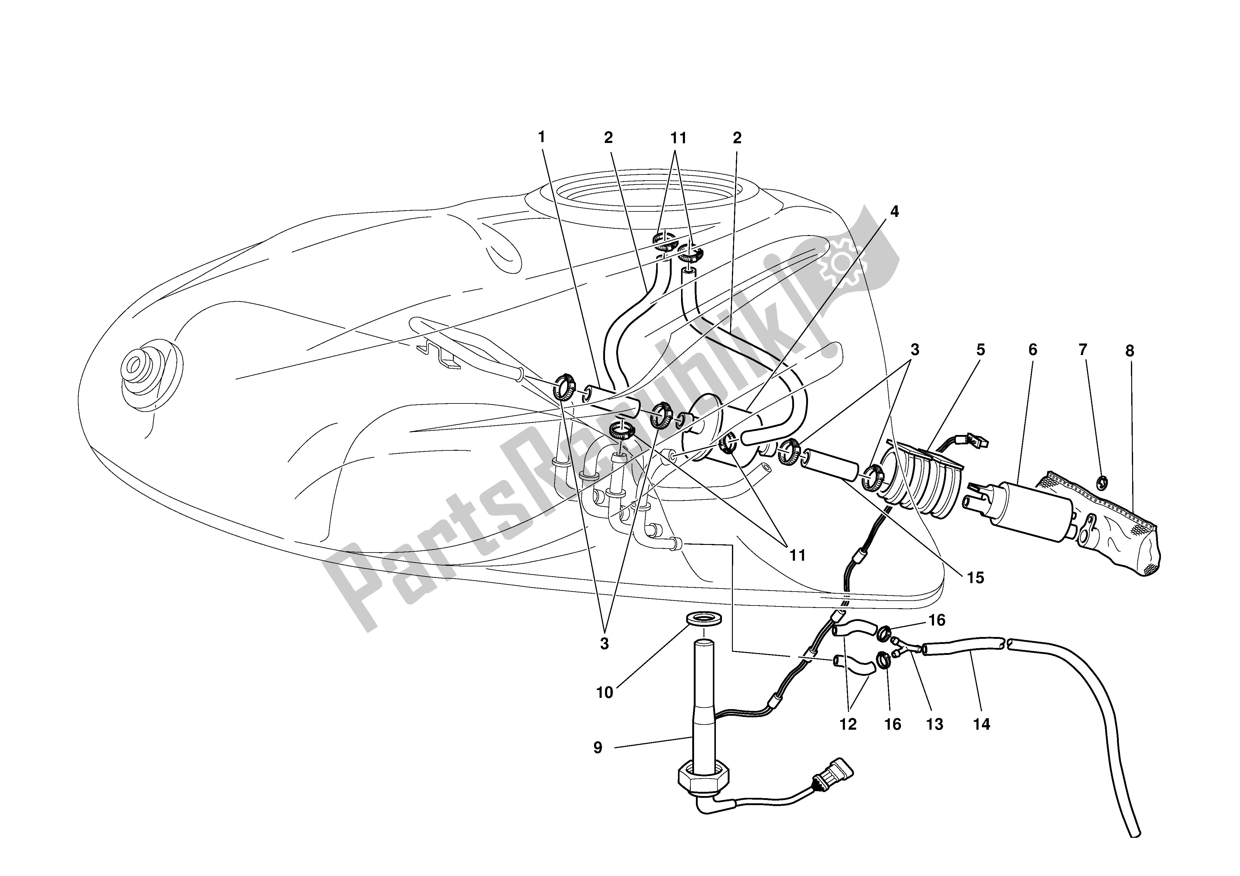 Tutte le parti per il Sistema Di Alimentazione Carburante del Ducati Supersport 620 2002