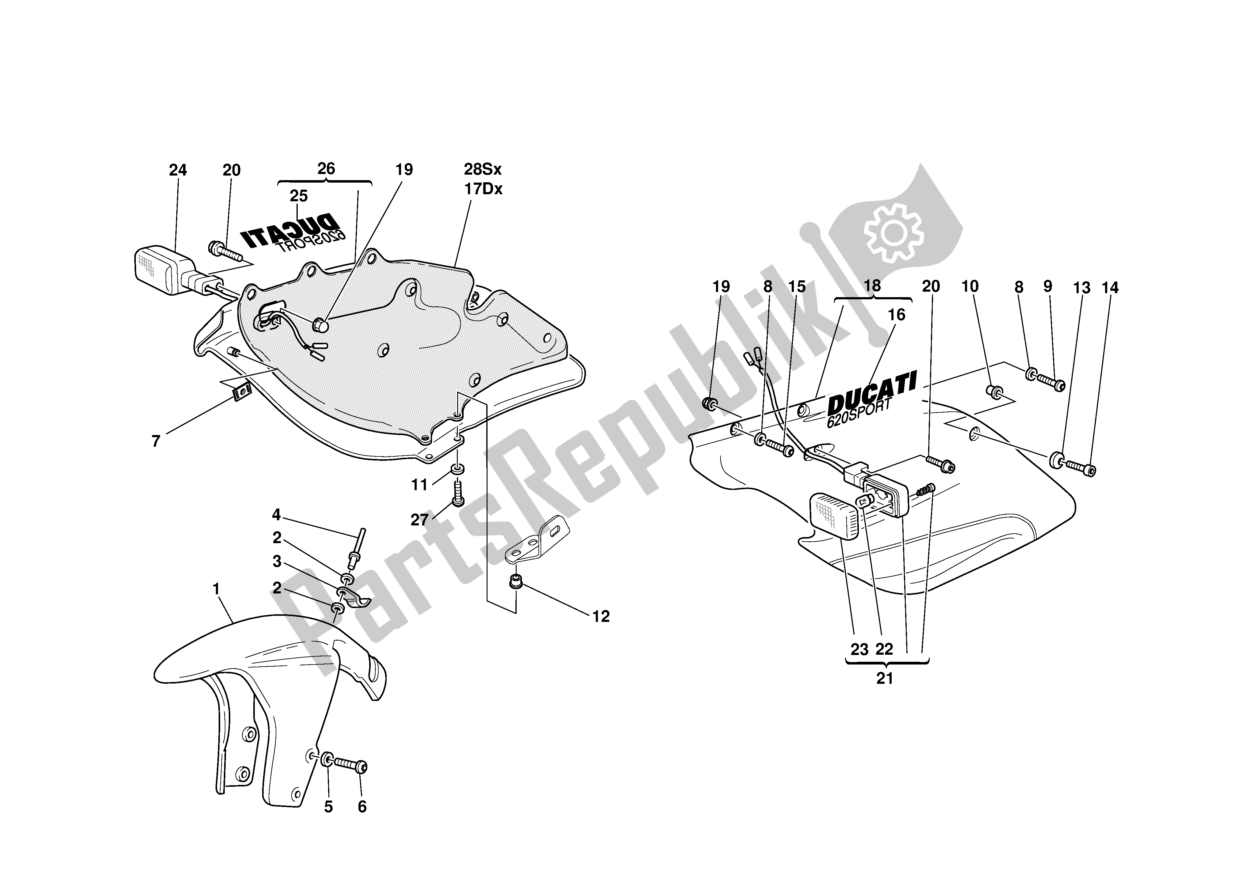 Todas las partes para Medio Carenado de Ducati Supersport 620 2002