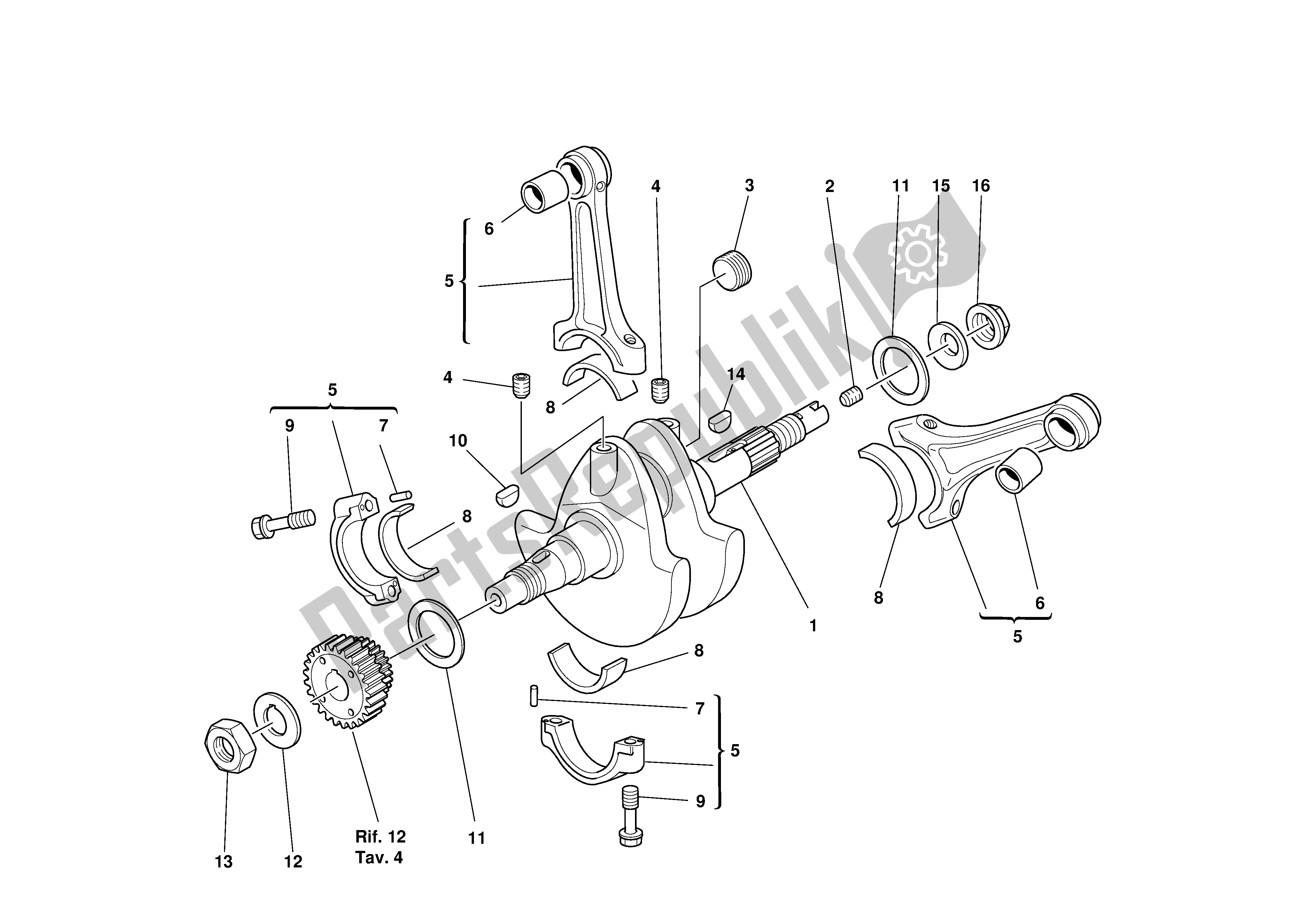 Tutte le parti per il Albero A Gomiti del Ducati Supersport 620 2002