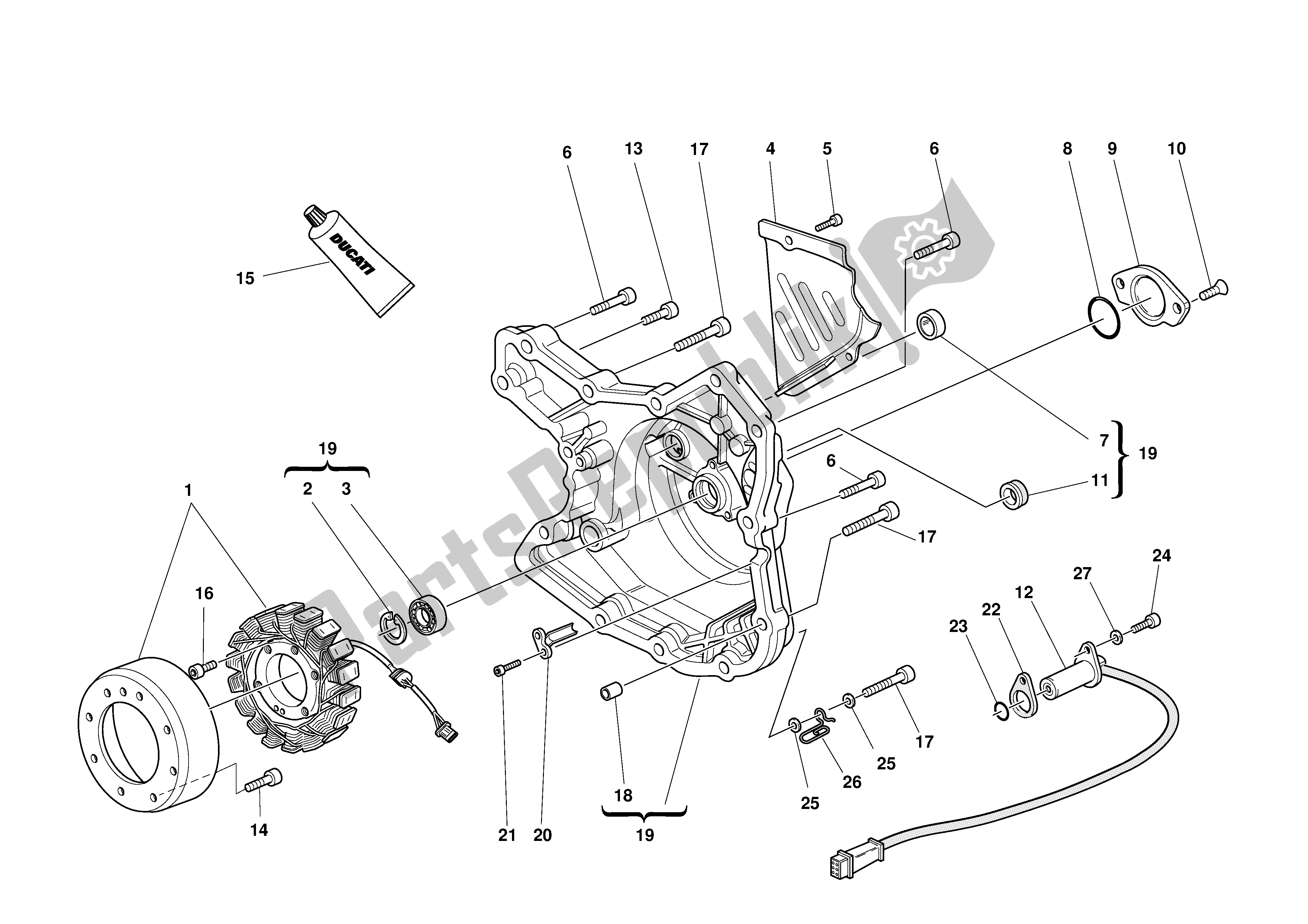 Alle onderdelen voor de Dynamodeksel van de Ducati Supersport 620 2002