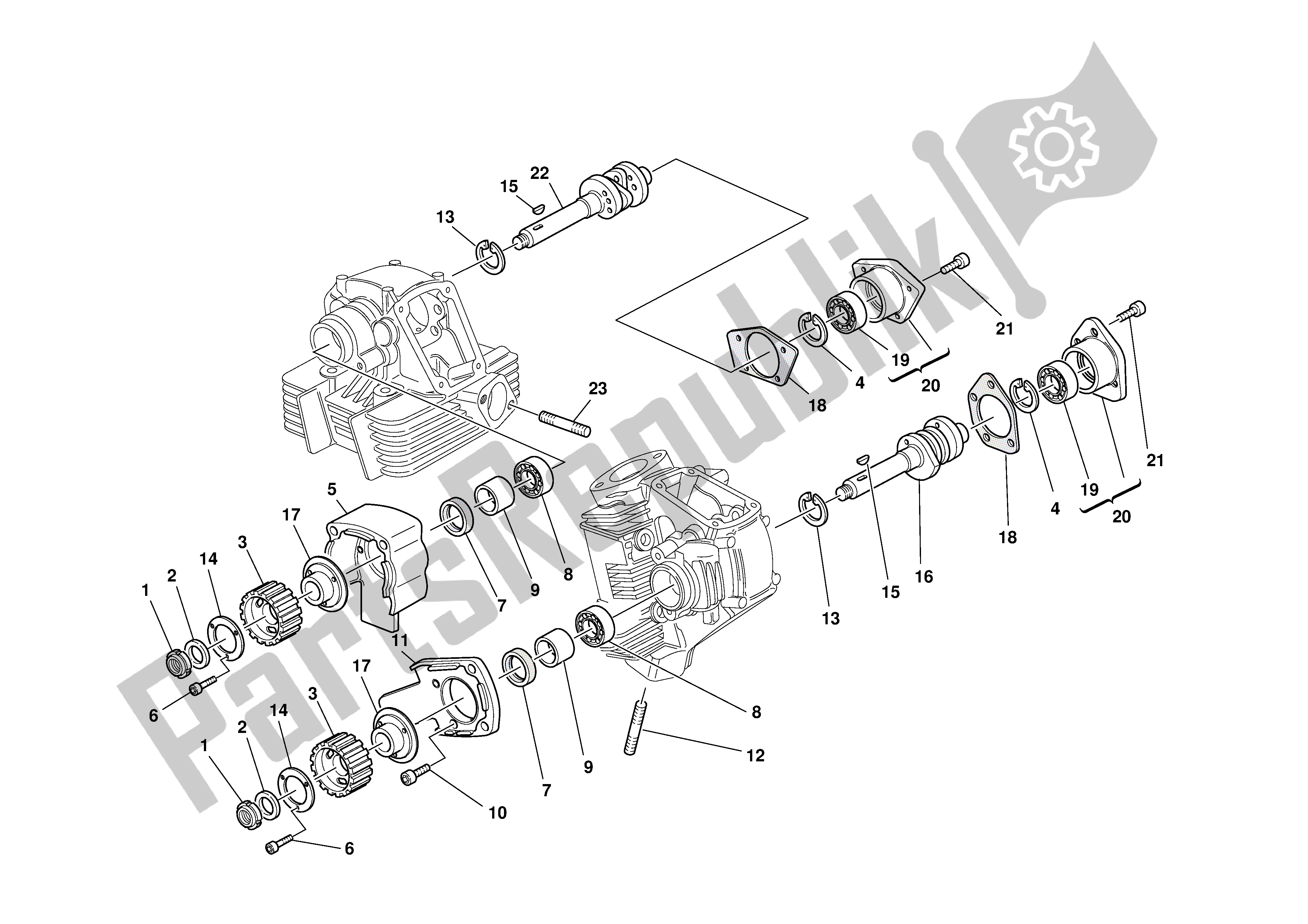 Tutte le parti per il Testa: Tempismo del Ducati Supersport 620 2002