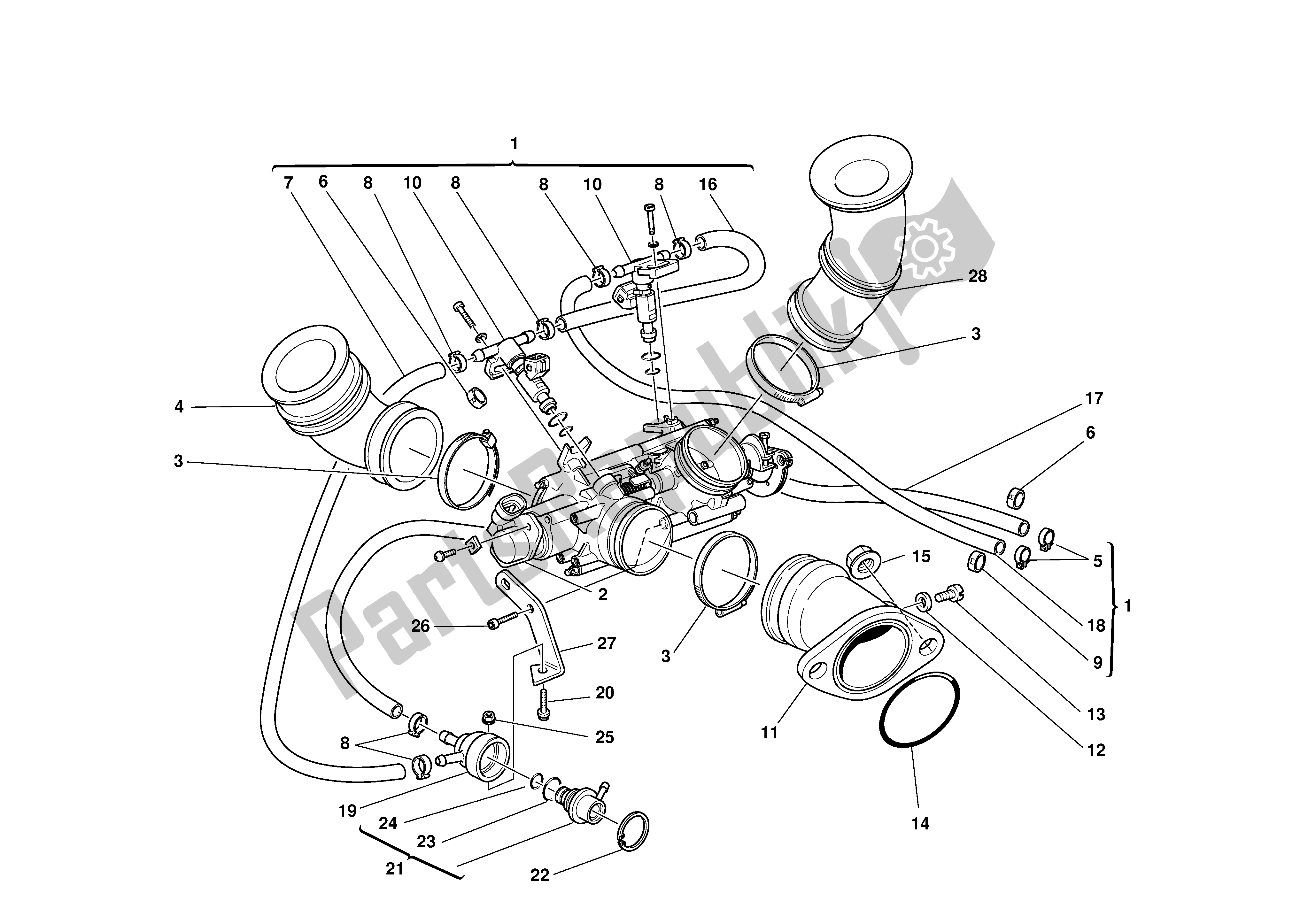 Alle onderdelen voor de Inlaat Dict van de Ducati Supersport 620 2002